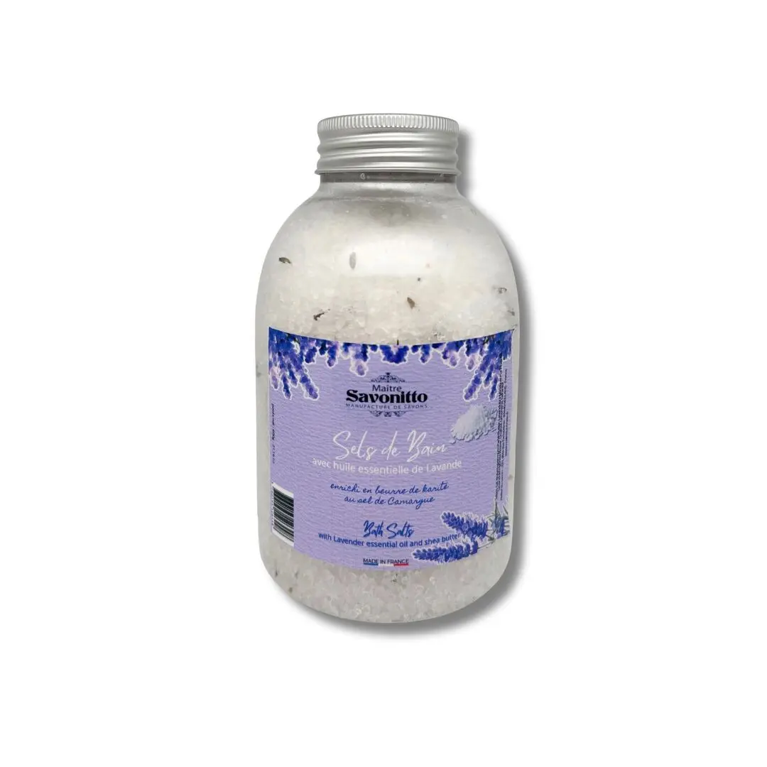 Sales de baño relajantes - Aceite esencial de lavanda y manteca de karité