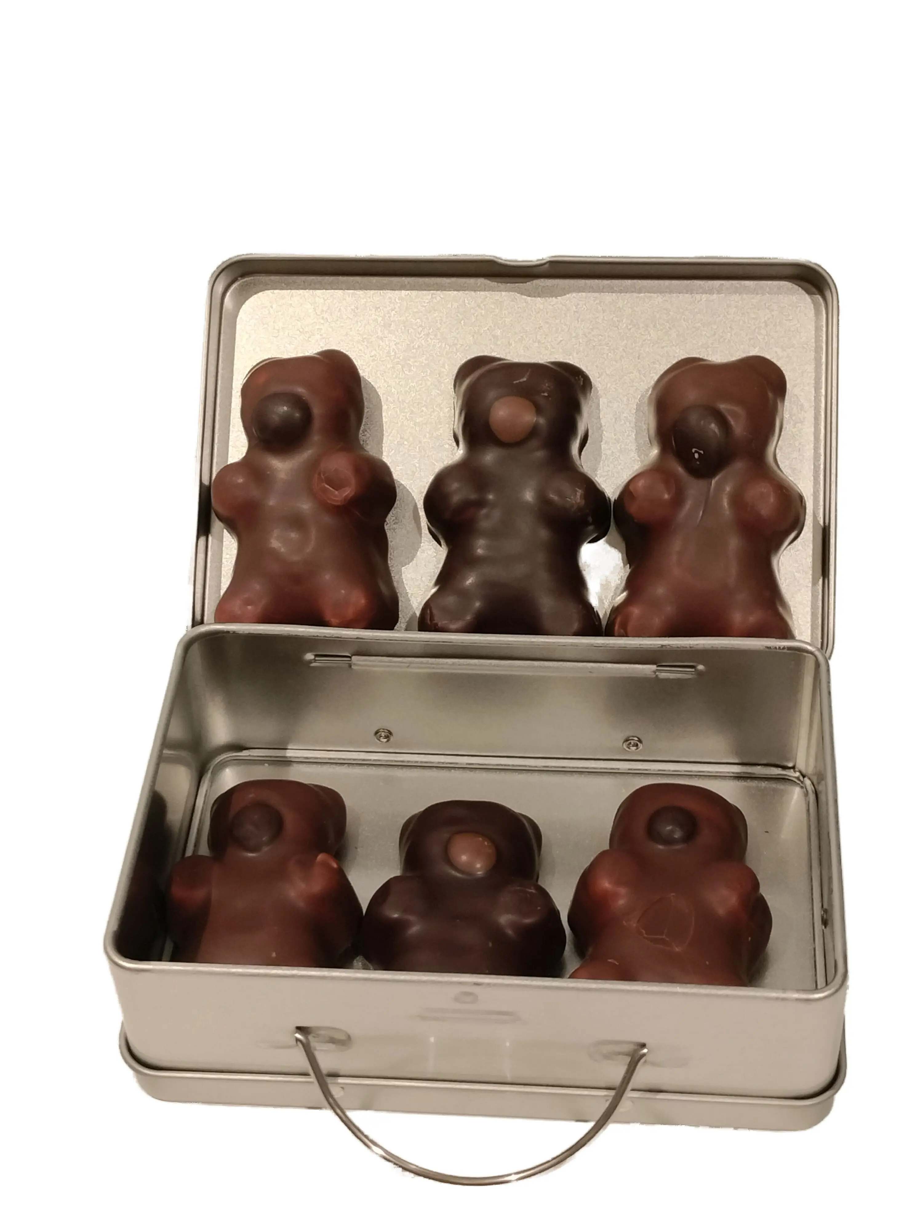 Milk and dark chocolate marshmallow bear suitcase