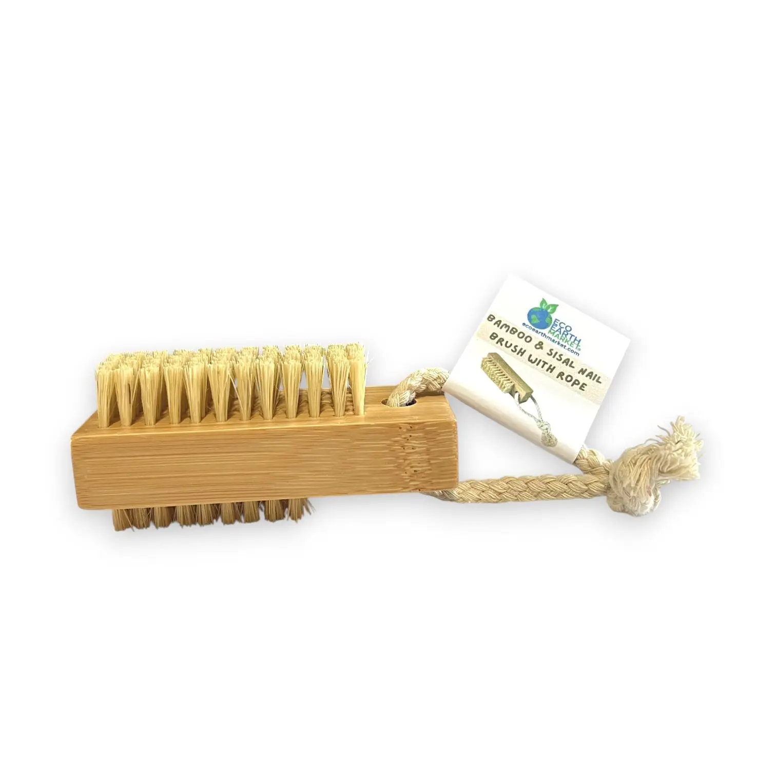 Cepillo de uñas de bambú y sisal con cuerda