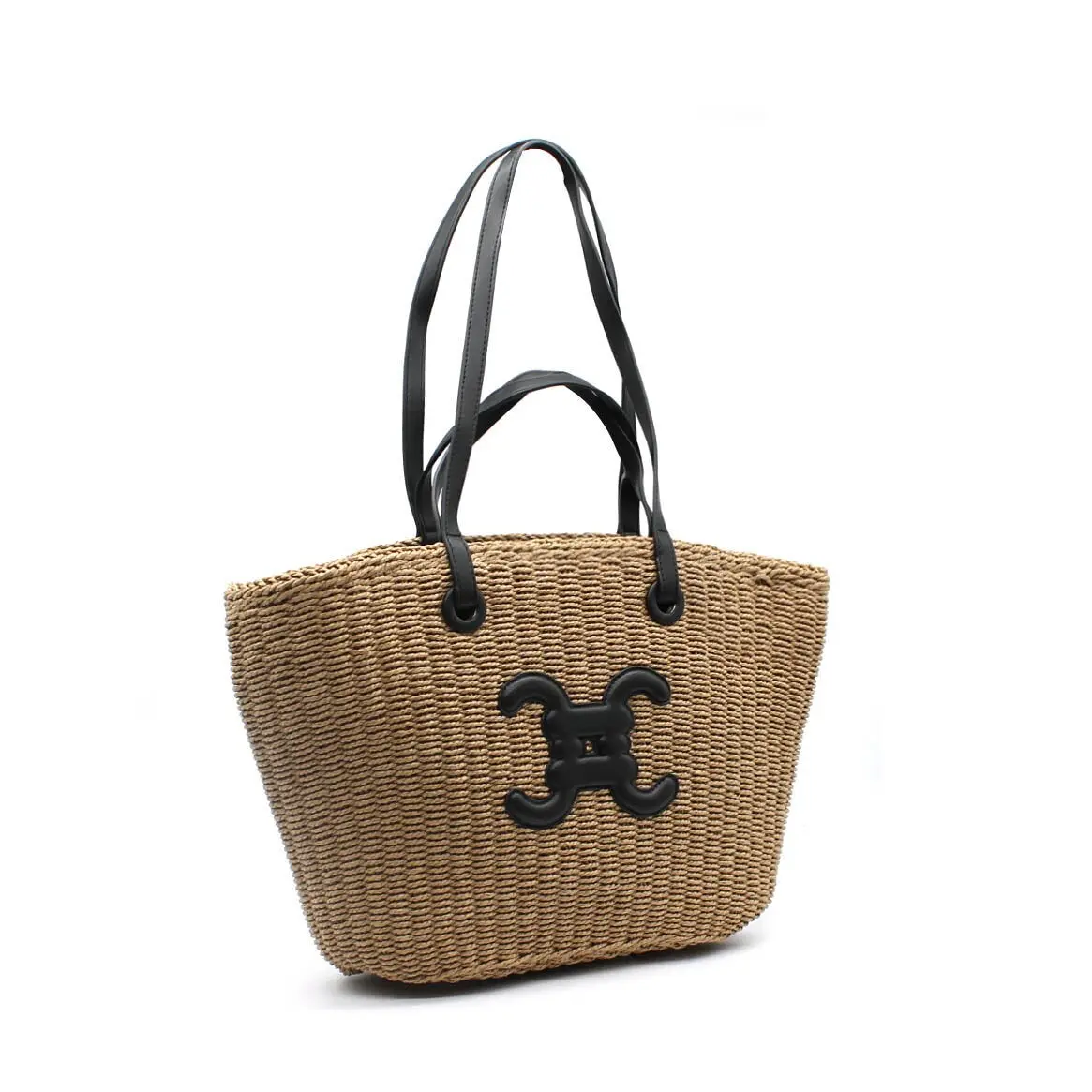 Sac cabas en papier tressé avec logo C.Clo et anses longues