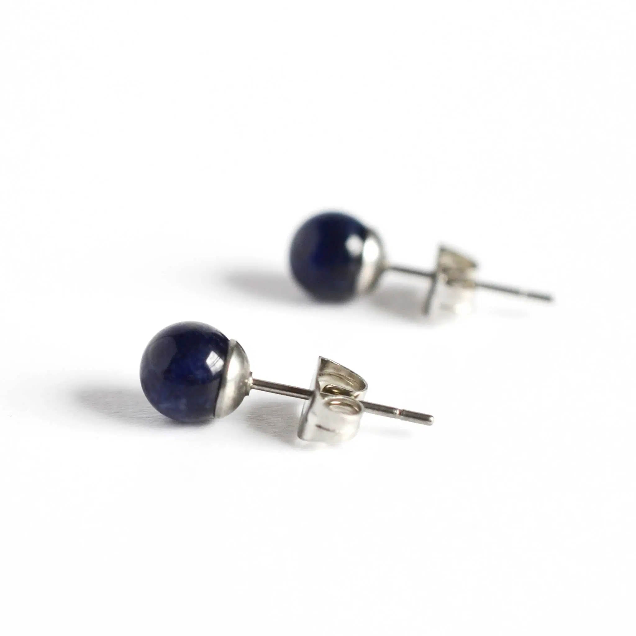 6mm Sodalite Stud Earrings, Hypoallergenic Surgical Steel Gemstone Studs