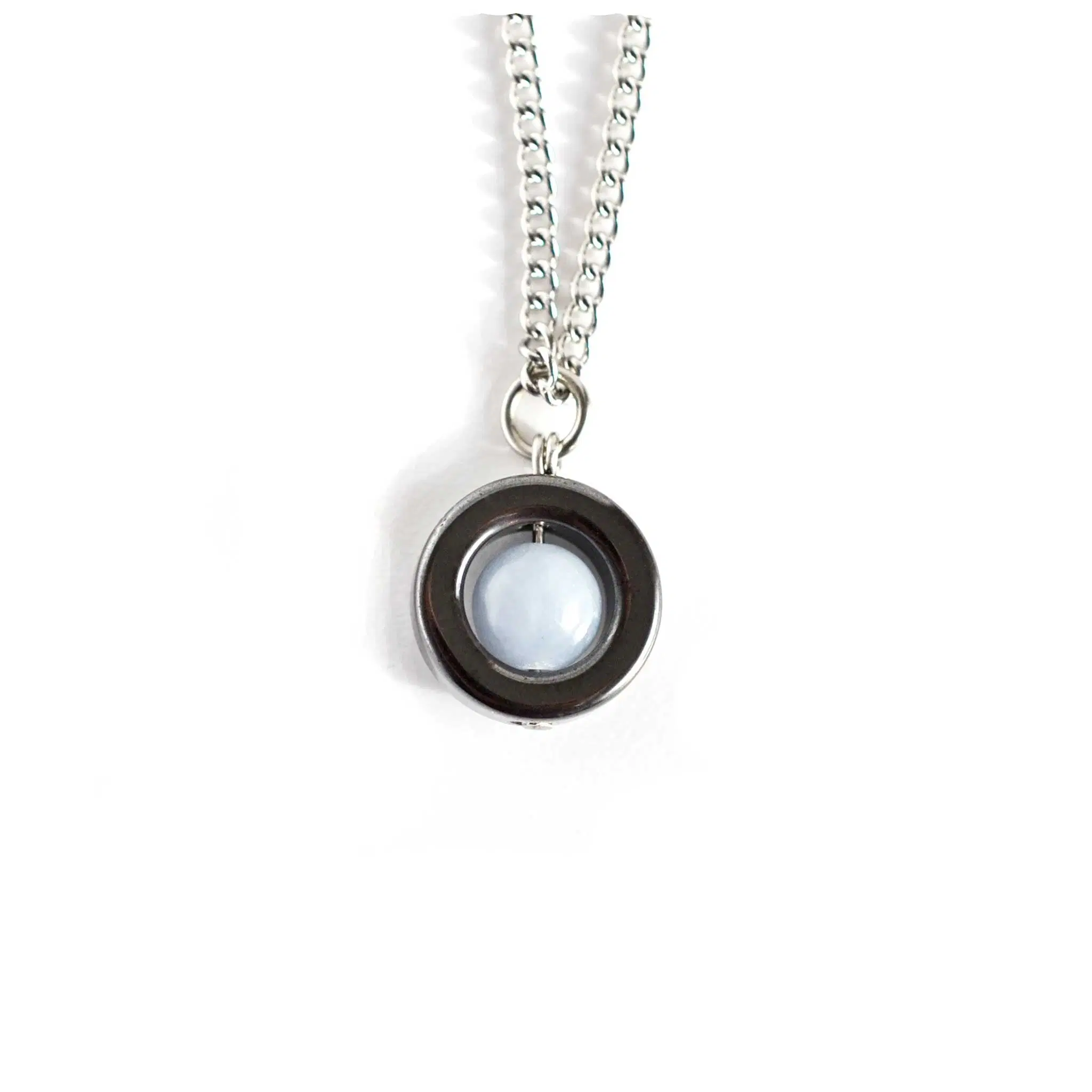Angelite Gemstone Spinner Necklace, Calming Hypoallergenic Fidget Jewellery For Women
