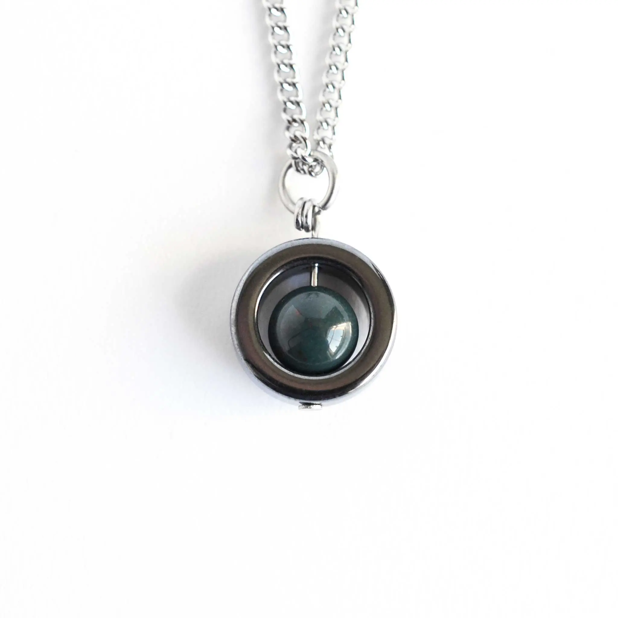 Bloodstone Gemstone Spinner Necklace, Calming Hypoallergenic Fidget Jewellery For Women