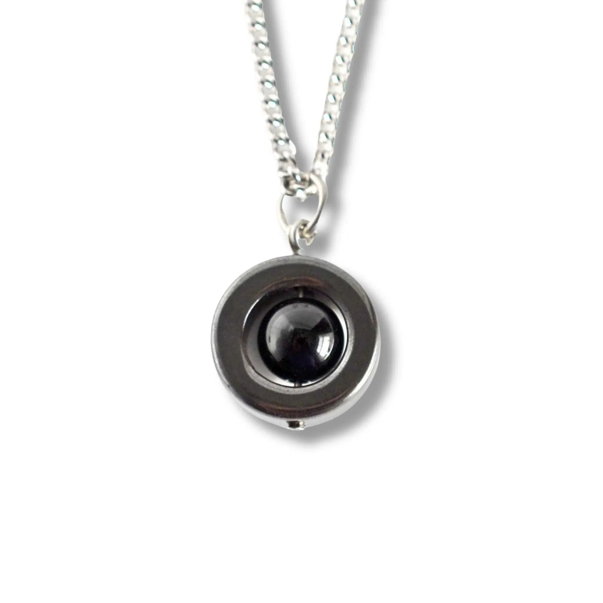 Onyx Gemstone Spinner Necklace, Calming Hypoallergenic Fidget Jewellery For Women