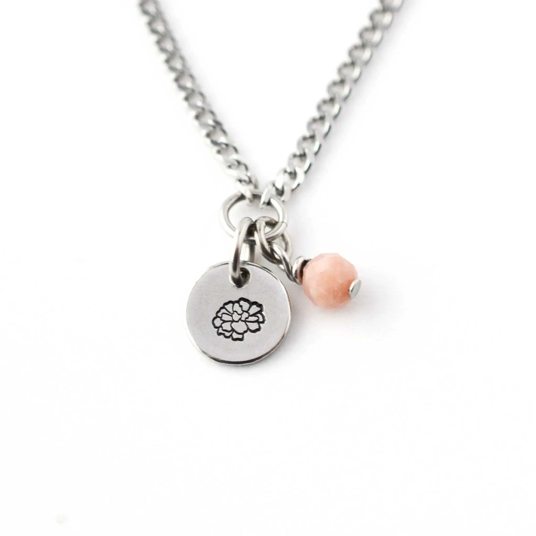 October Birthflower & Birthstone Necklace, Marigold & Opal, Handmade Personalised Jewellery