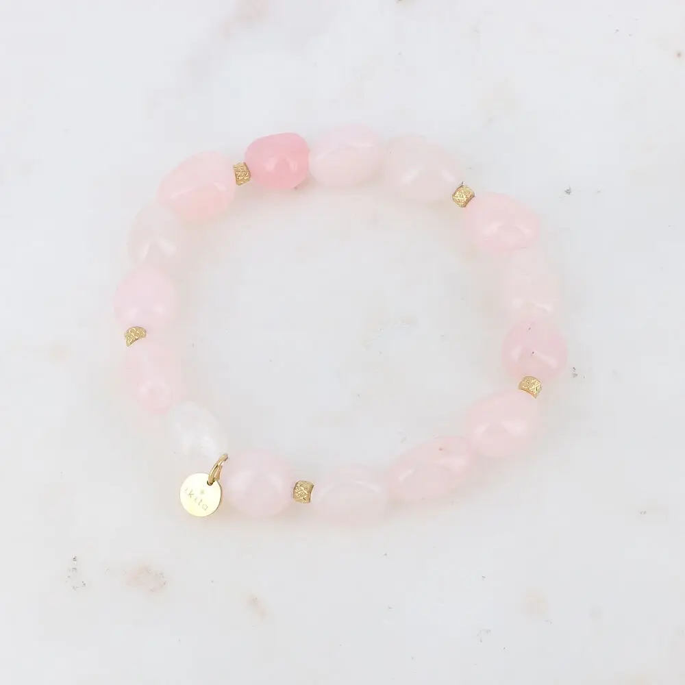 Elastic bracelet with natural stones or freshwater pearls