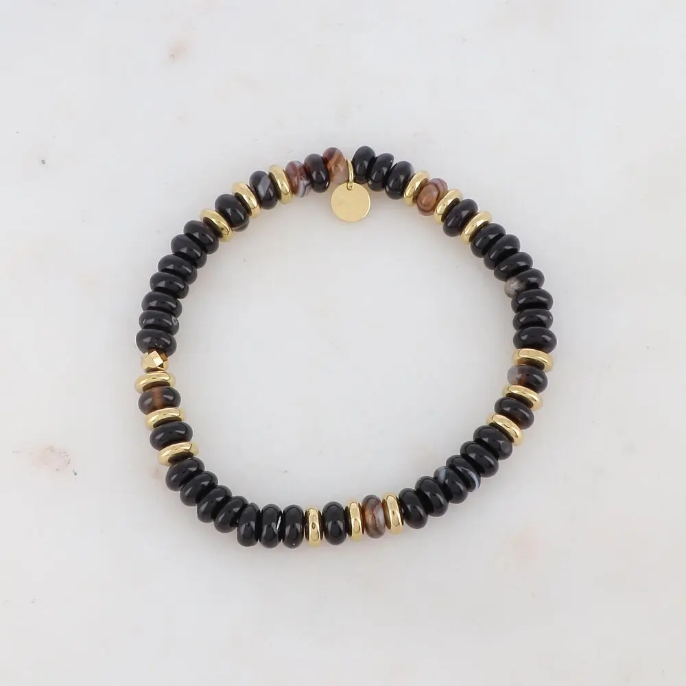 Elastic bracelet with natural stone beads