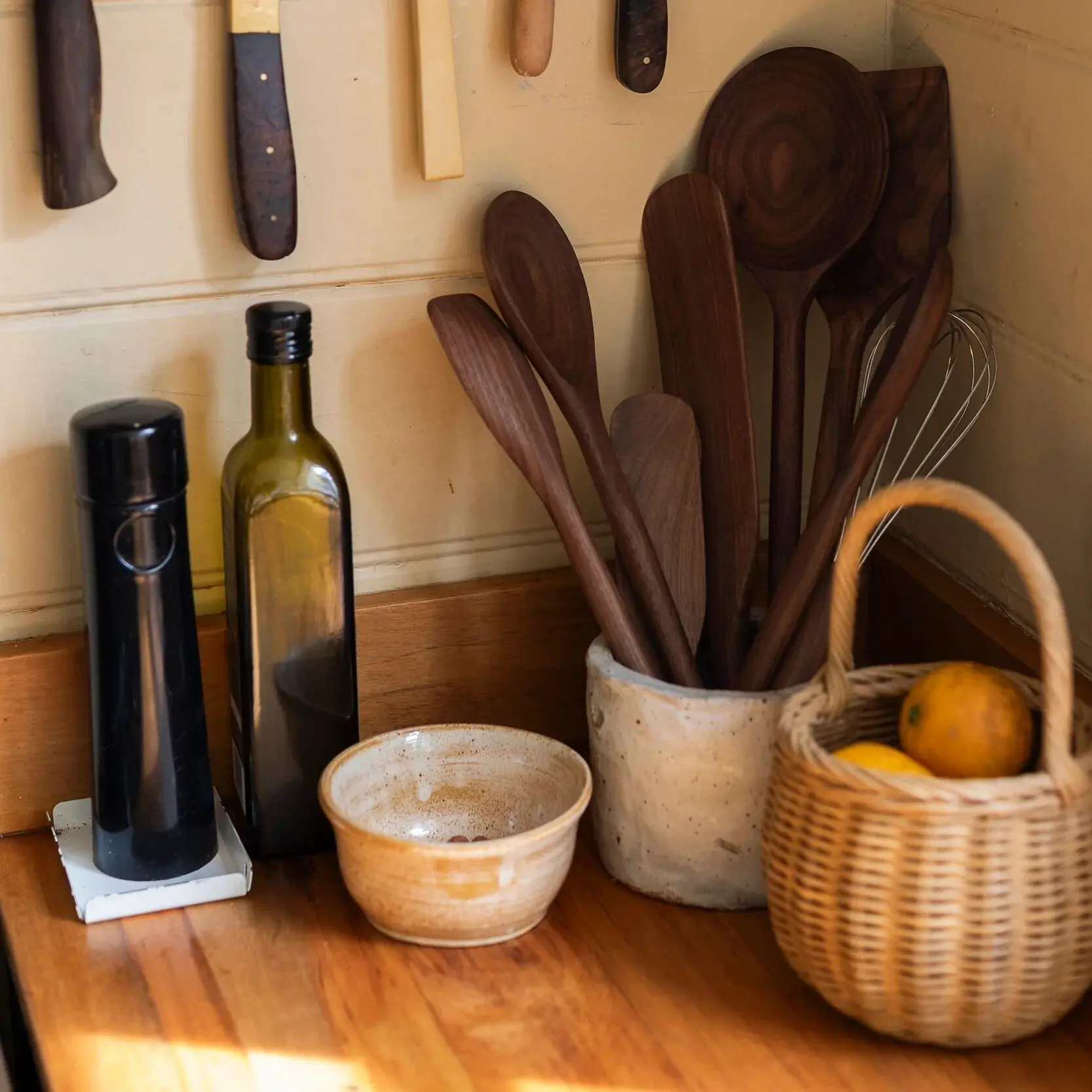 Wooden Spatula Walnut 41cm - Handcarved Natural Kitchen Utensil Non-Toxic Cooking Tool
