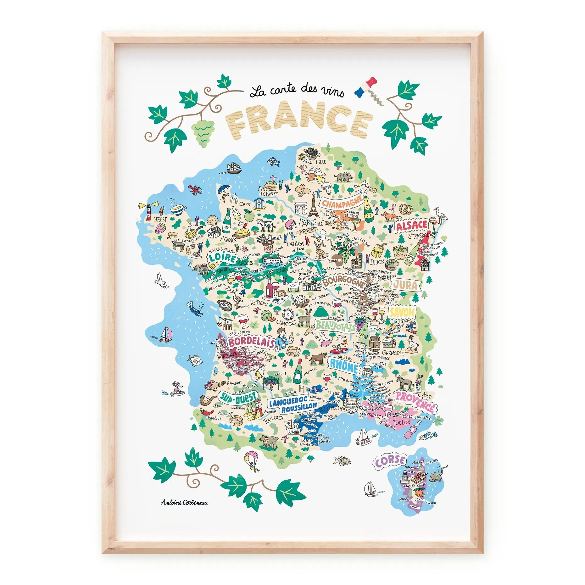 Poster - illustrated with French wines