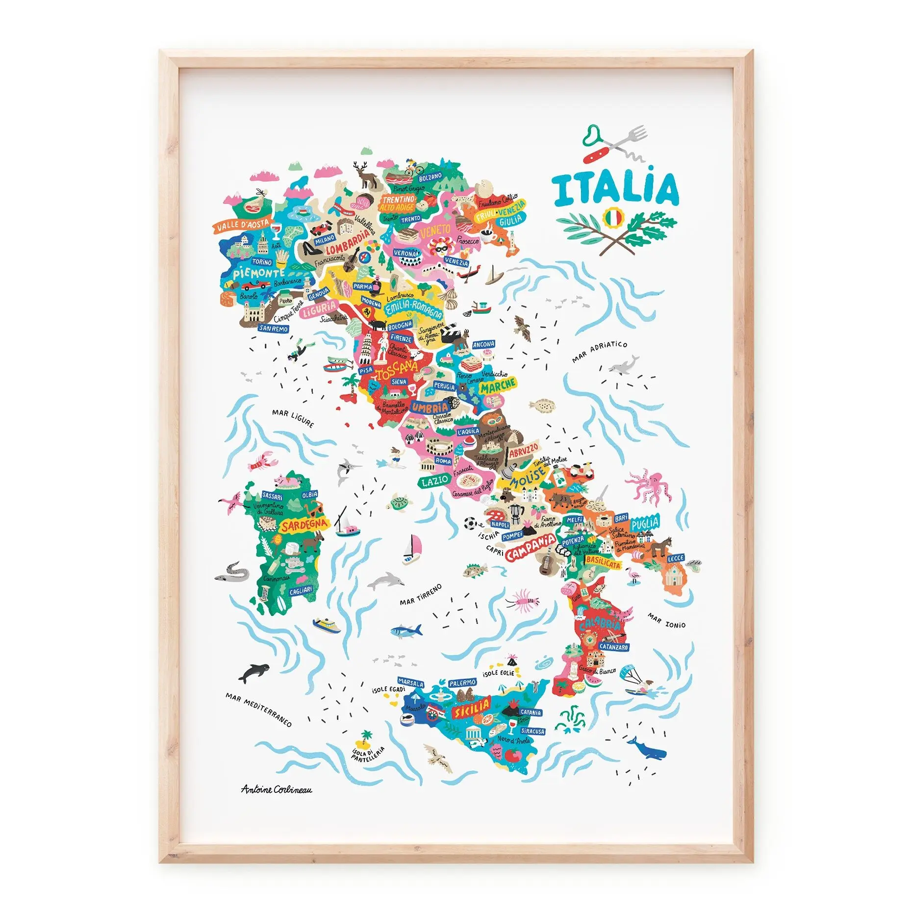 Poster - illustrated with a picture of Italy by Antoine Corbineau