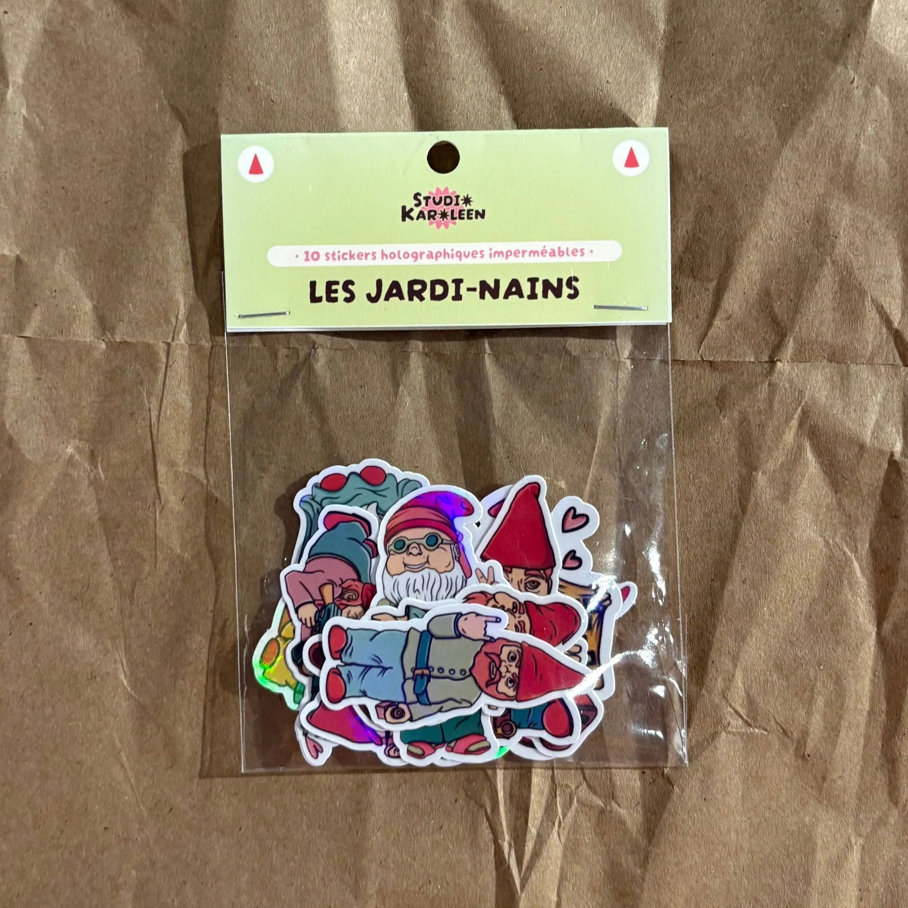 Pack of 10 Holographic Garden Gnome Stickers