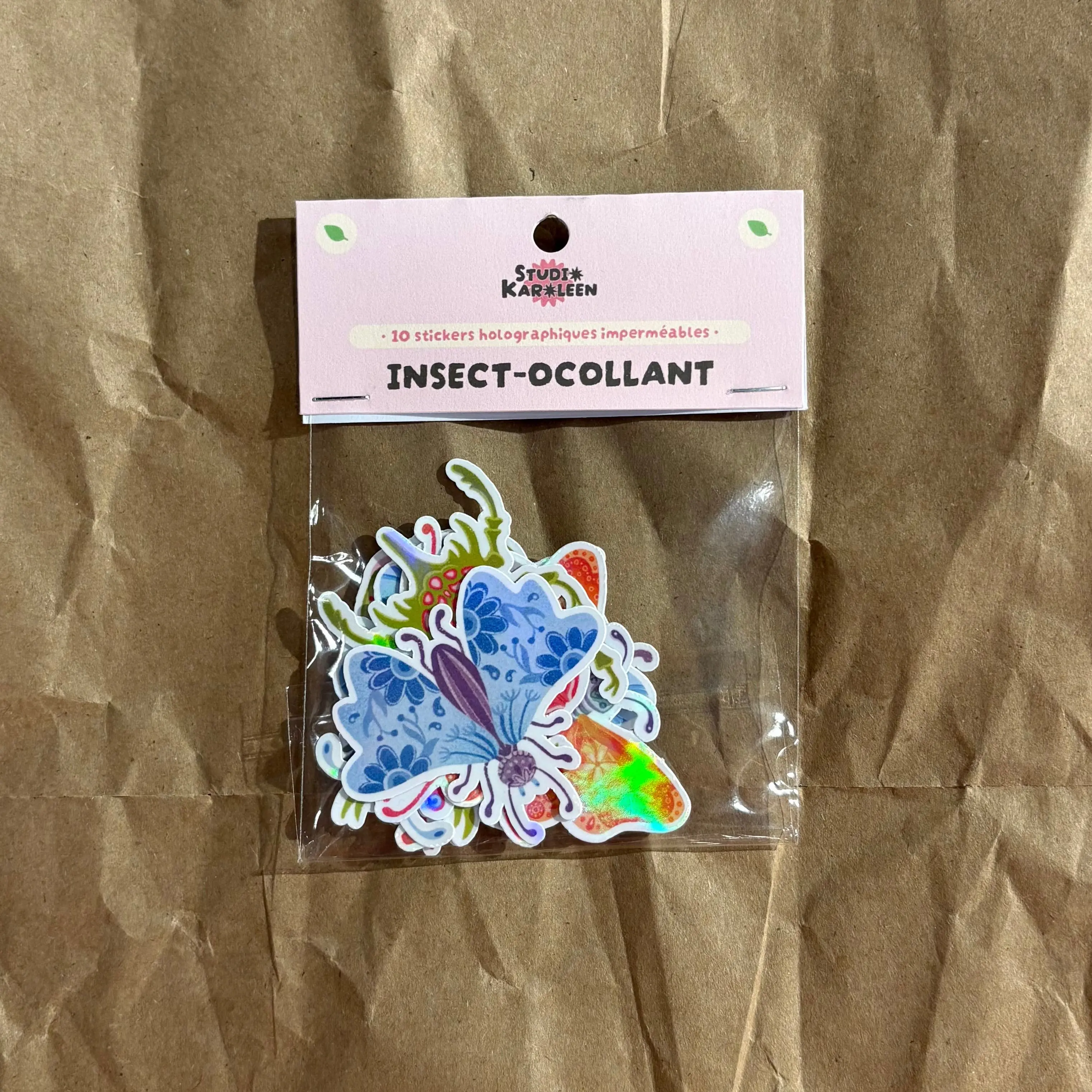 Pack of 10 Holographic Insect Stickers