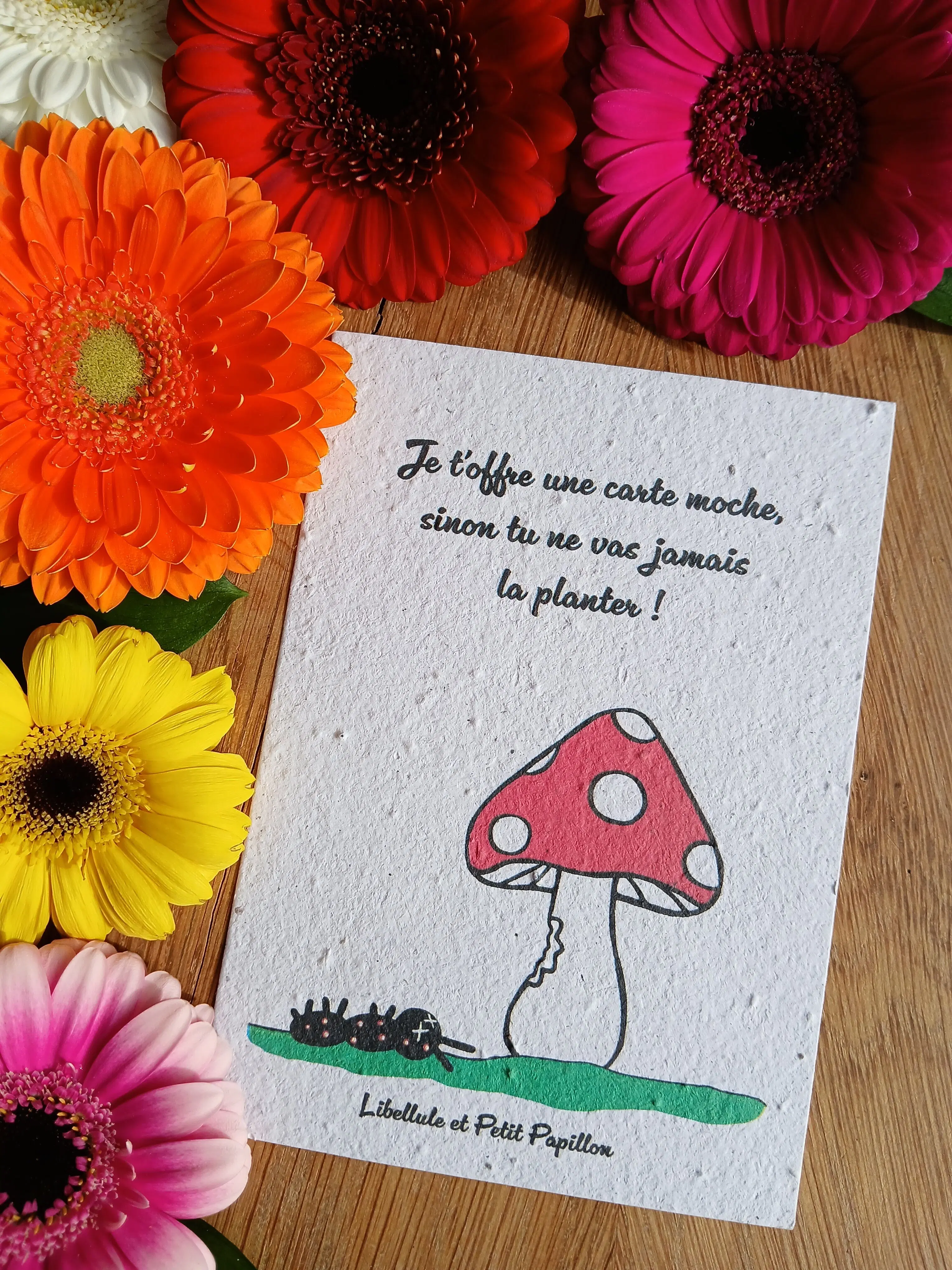 Plantable card made of seed paper – Organic and bee-friendly flowers – Mushroom