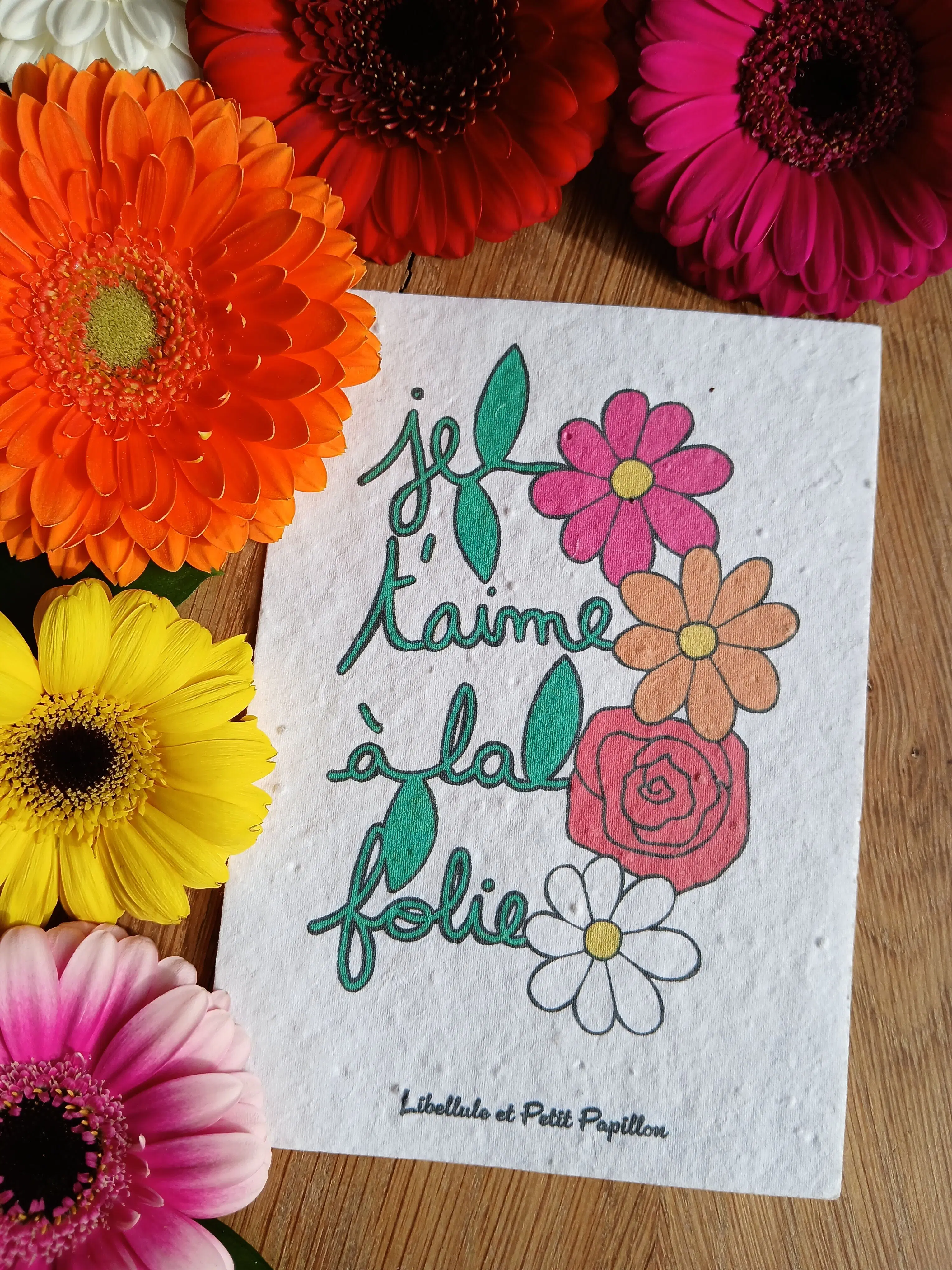 Plantable card made of seed paper – Organic and bee-friendly flowers – I love you madly