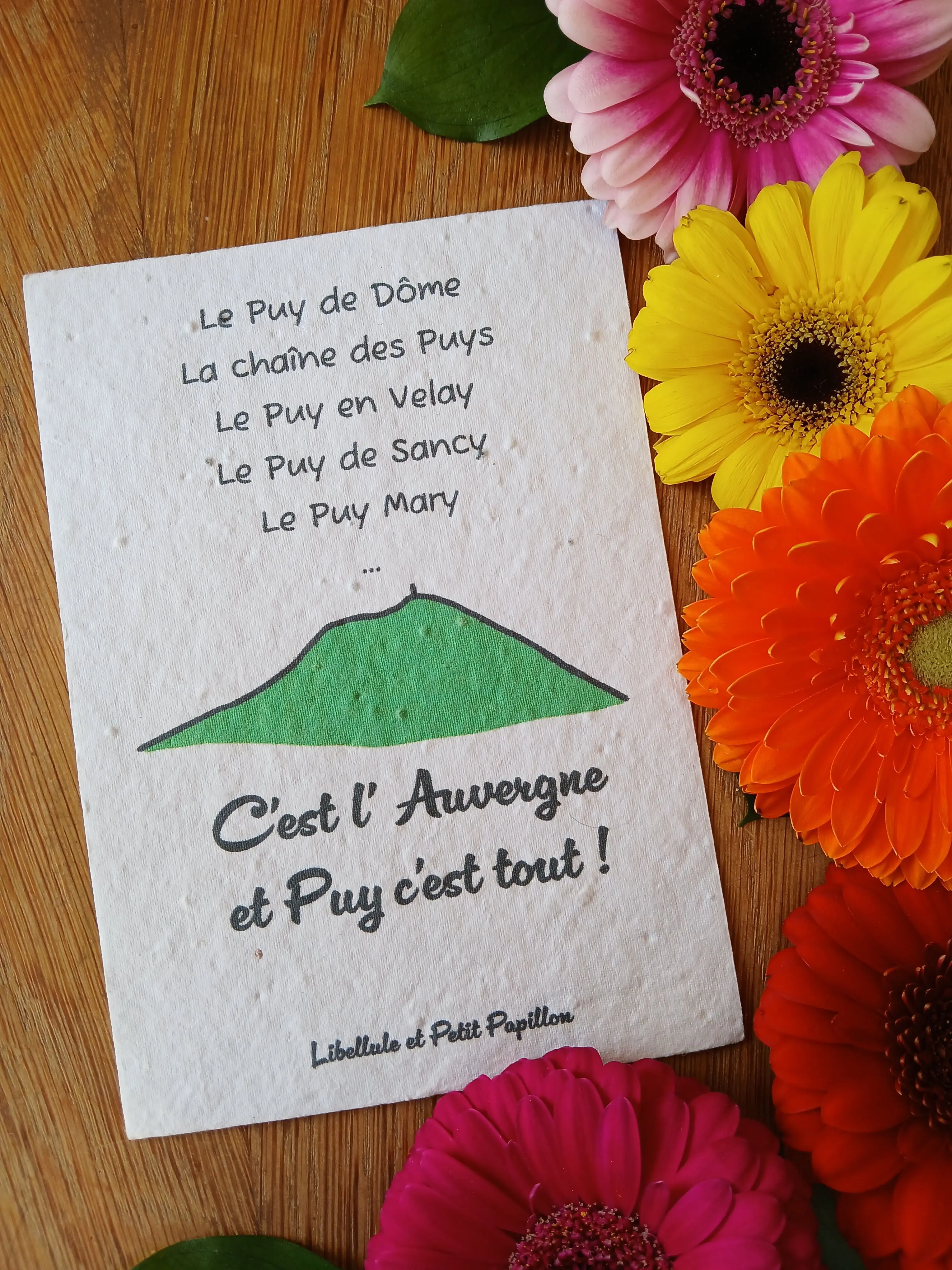 Plantable card made of seed paper – Organic and bee-friendly flowers – Auvergne Les Puys
