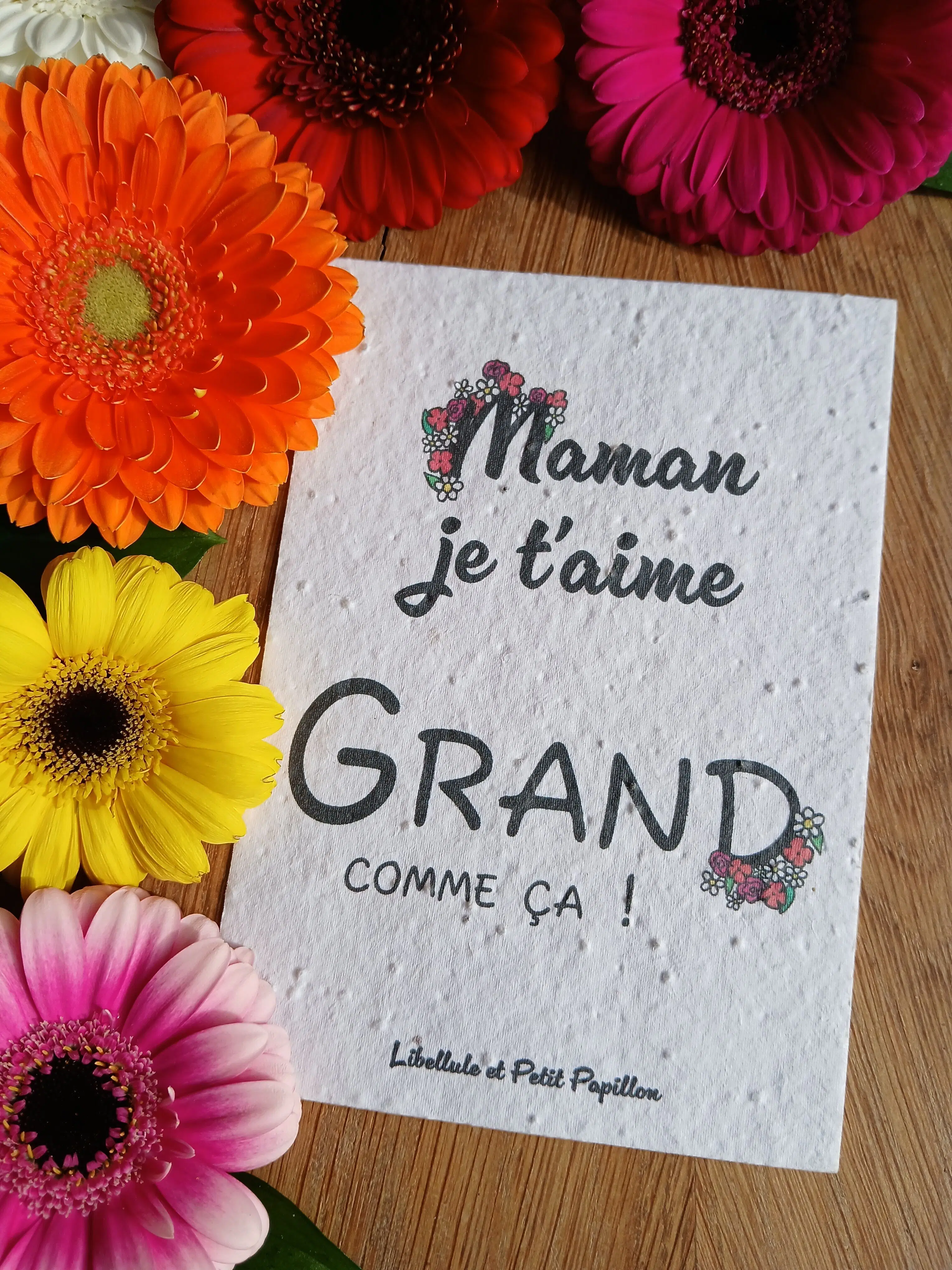 Plantable card made of seed paper – Organic and bee-friendly flowers – Mom, I love you