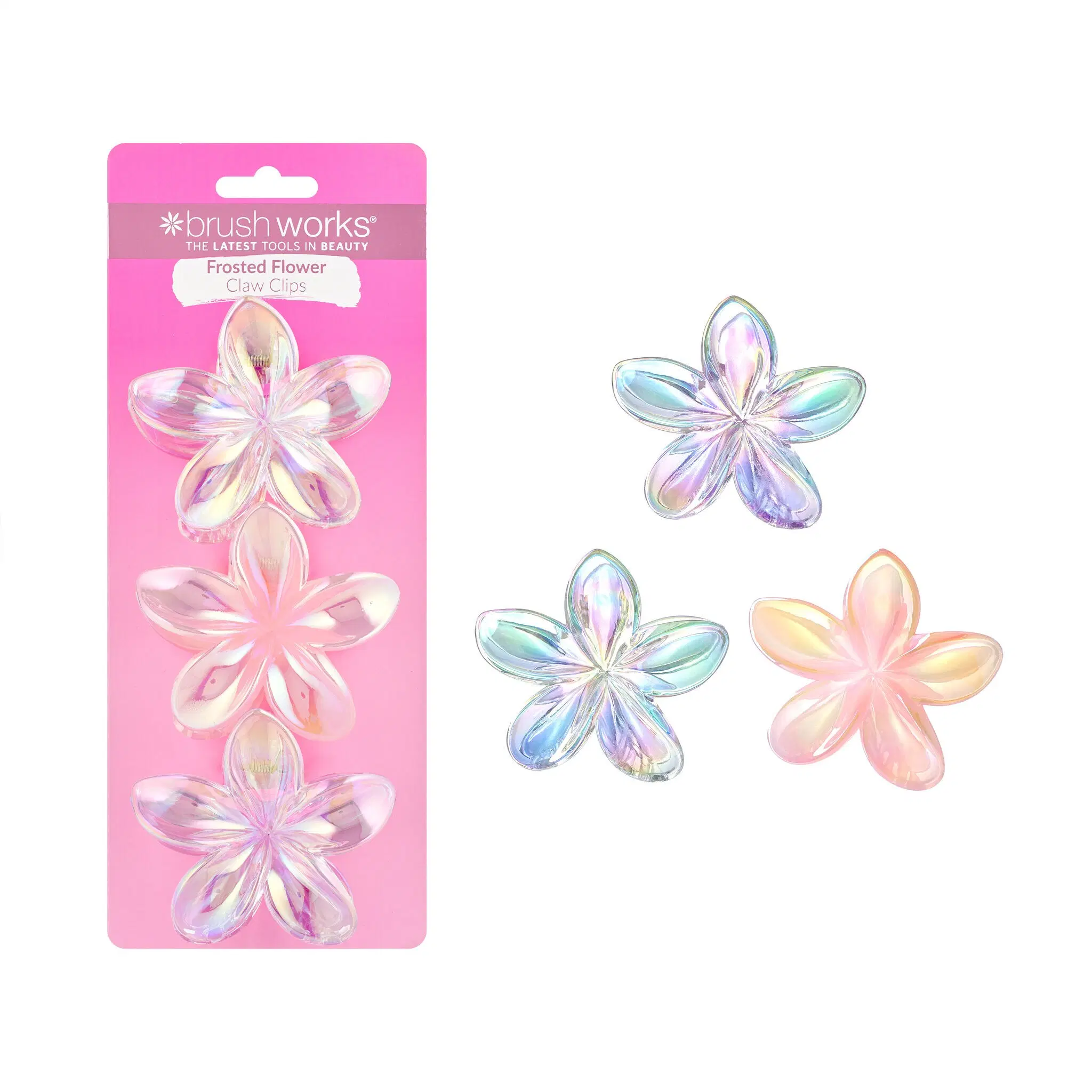 Brushworks Haarspangen mit mattiertem Blumenmuster – 3er-Pack