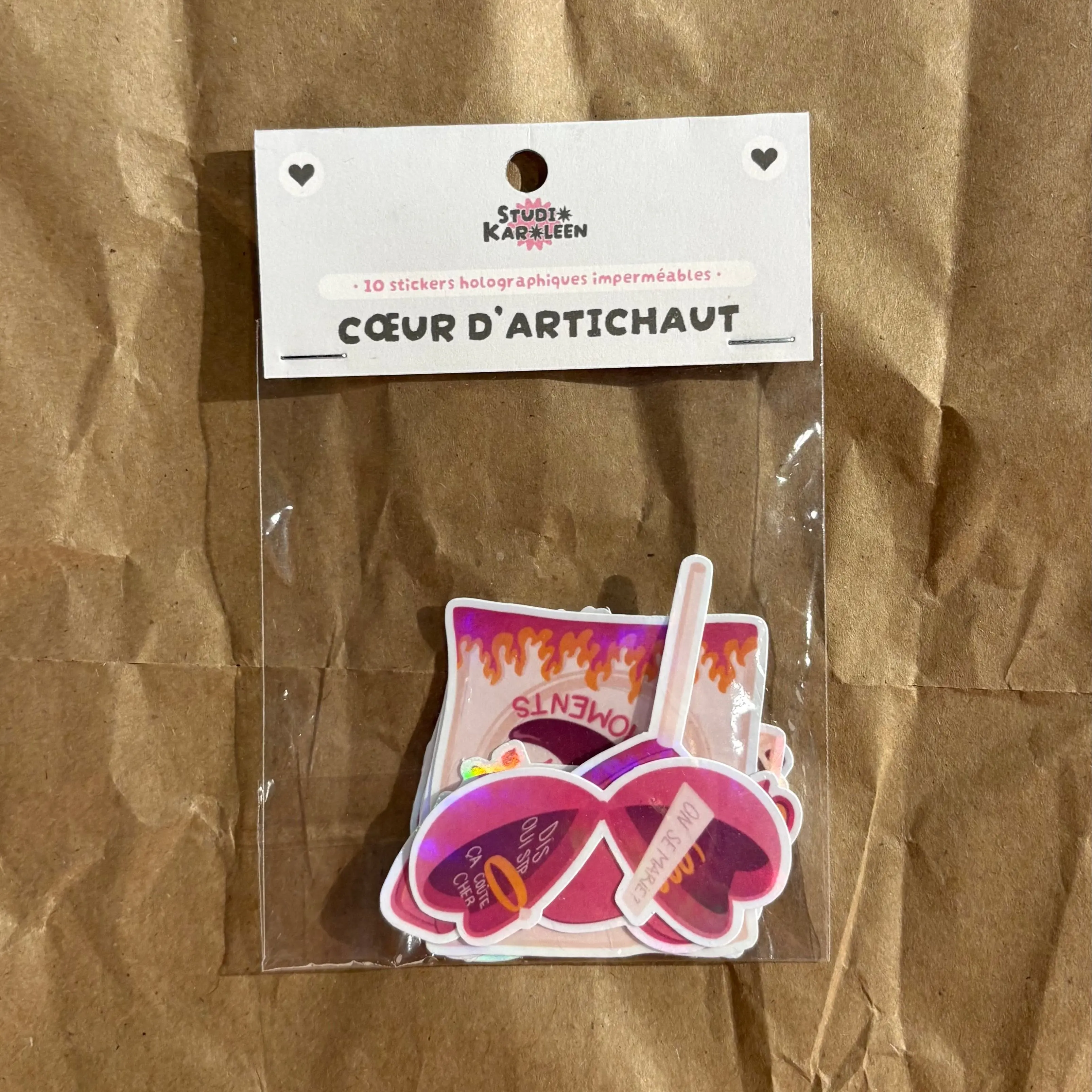 Pack of 10 Holographic Artichoke Heart Stickers