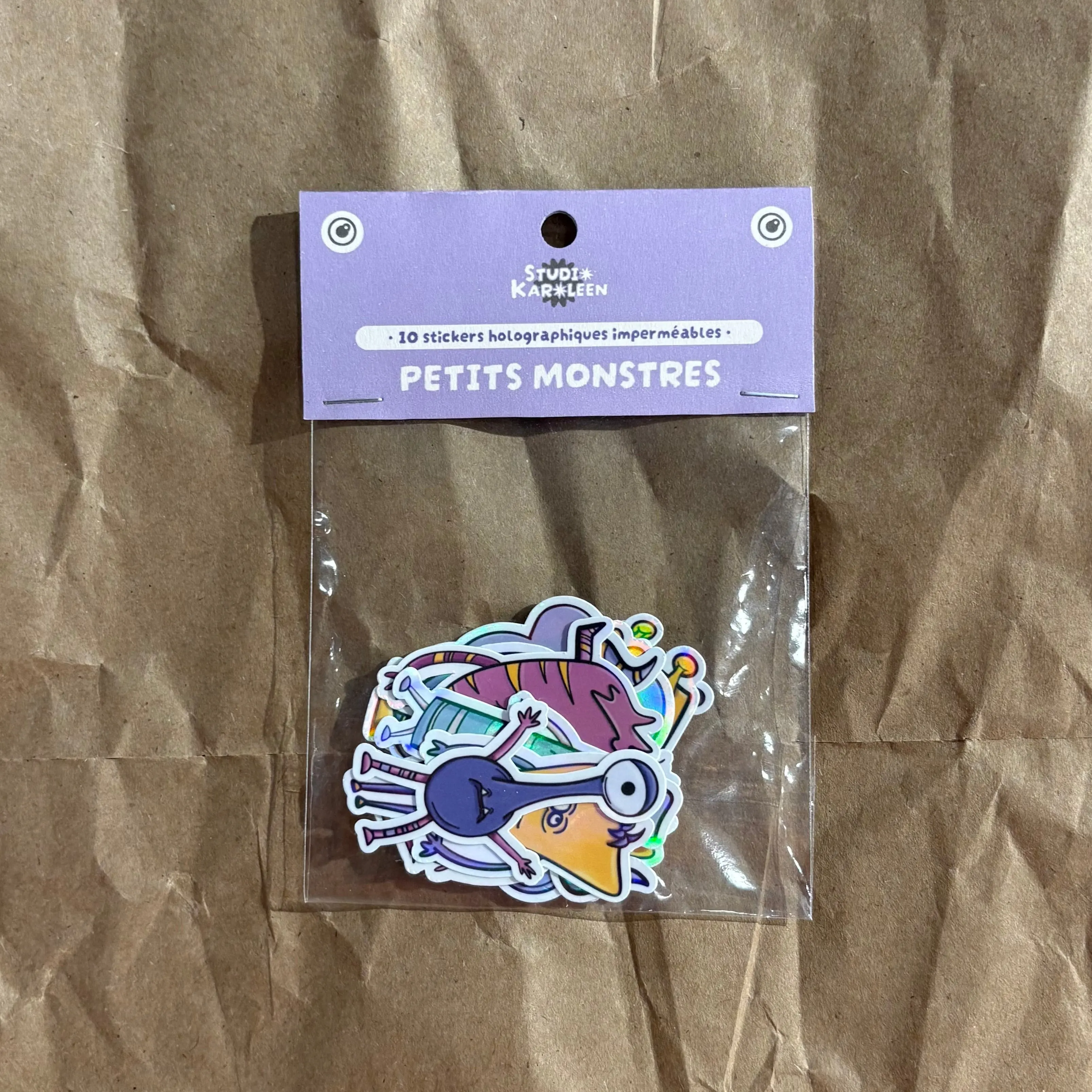 Pack of 10 Holographic Little Monster Stickers