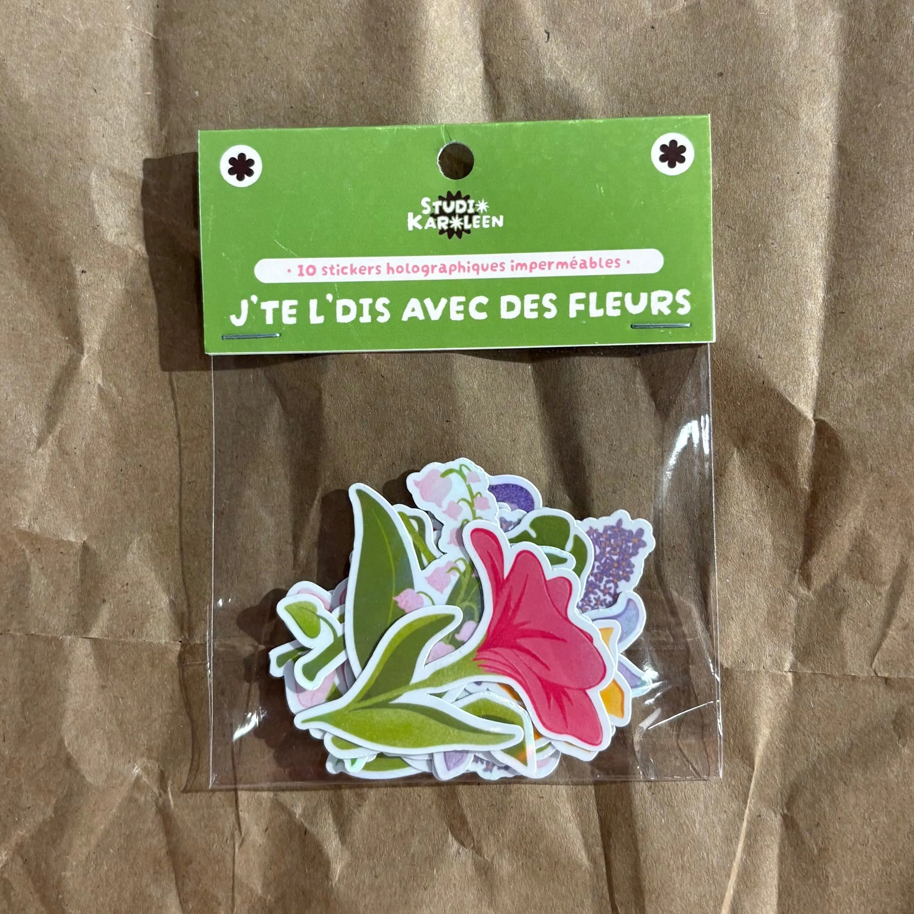 Pack of 10 Holographic Stickers I'm telling you with flowers