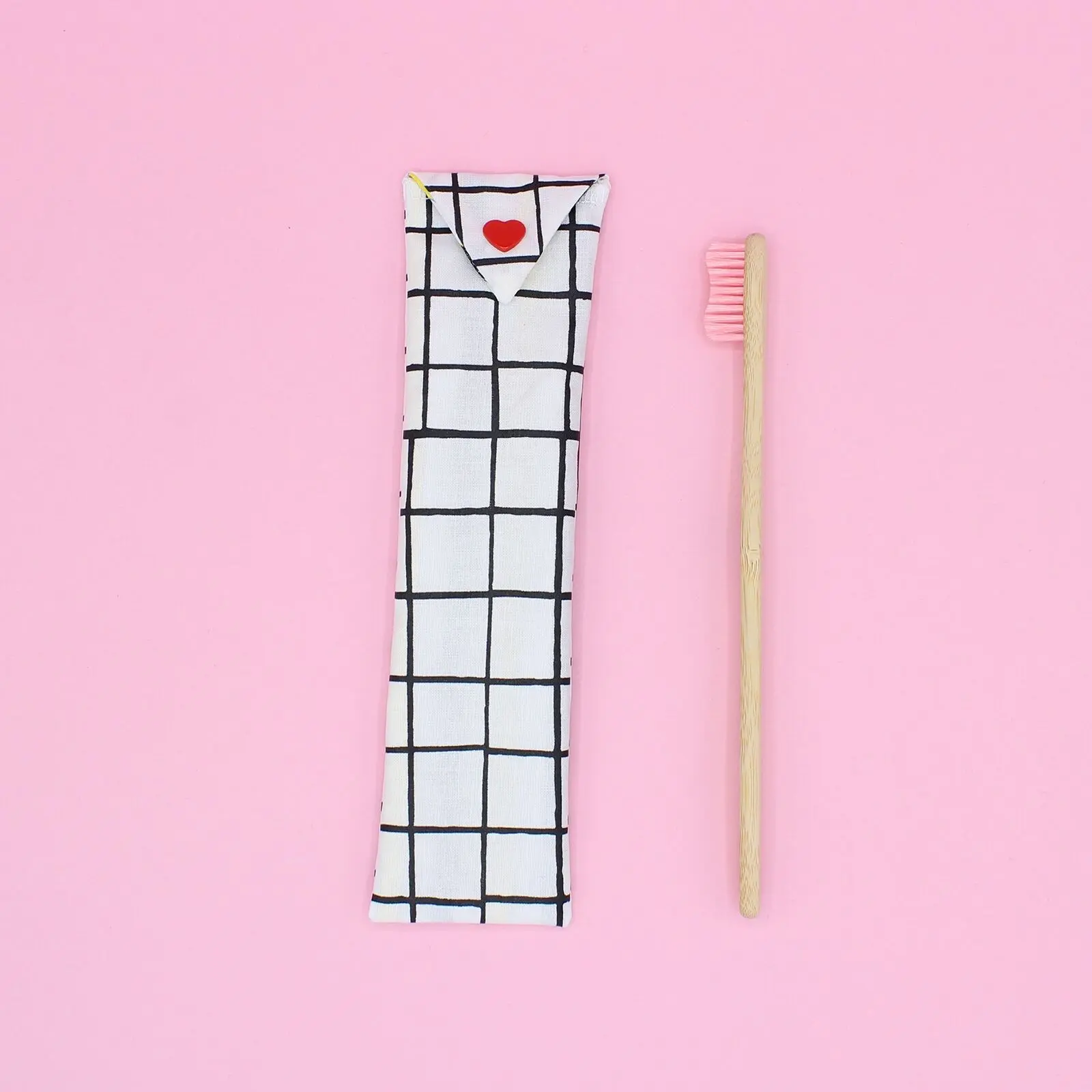 Étui de brosse à dents - carreaux noirs