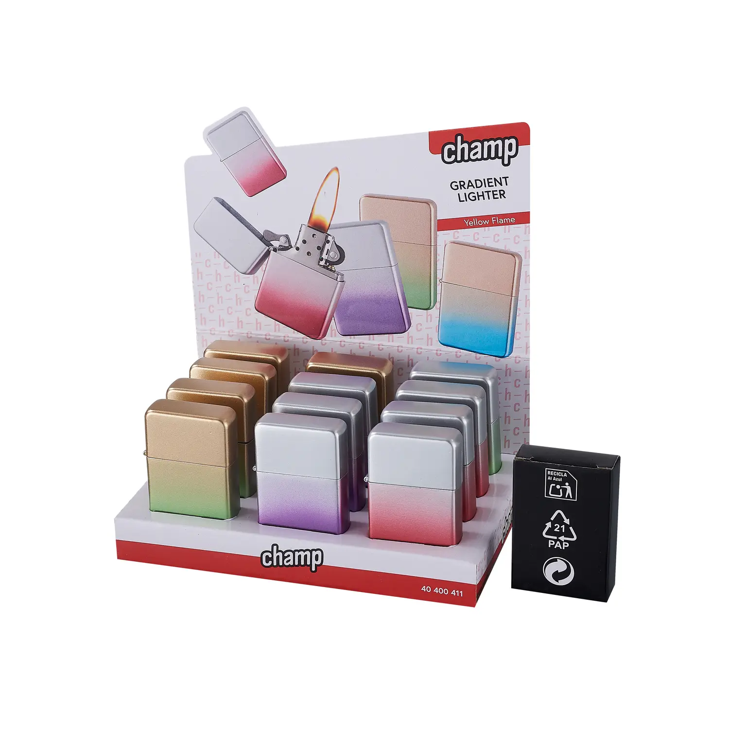 Refillable metal lighter with gradient effect - CHAMP