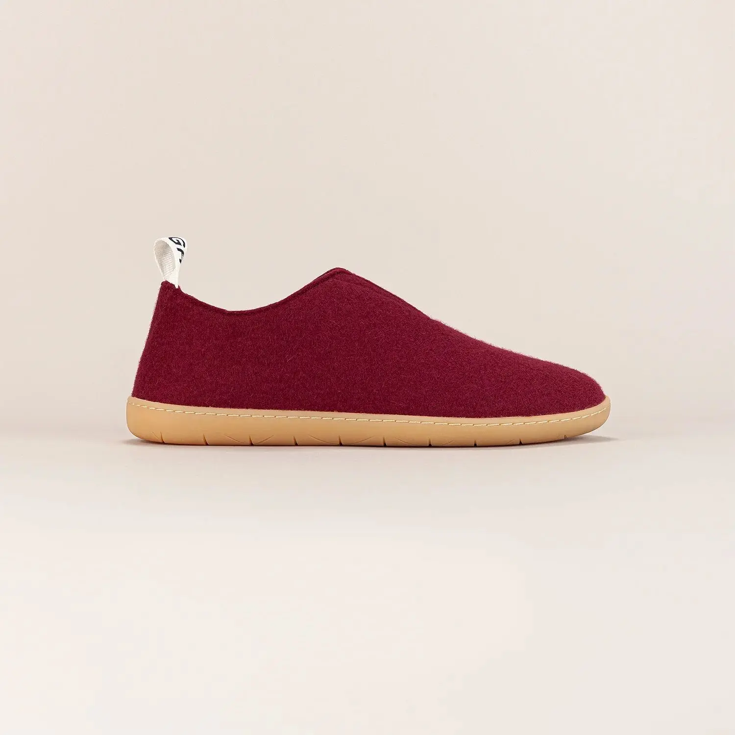 Herrenhausschuhe aus 100 % Bio-Wolle, gefilzt - Ease Mono Bordeaux - Bordeaux