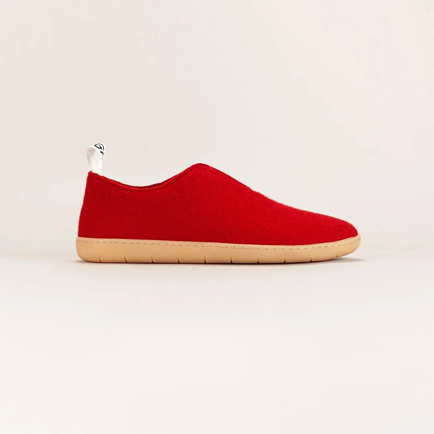 Herrenhausschuhe aus 100 % Bio-Wollfilz – Ease Mono Falun – Rot