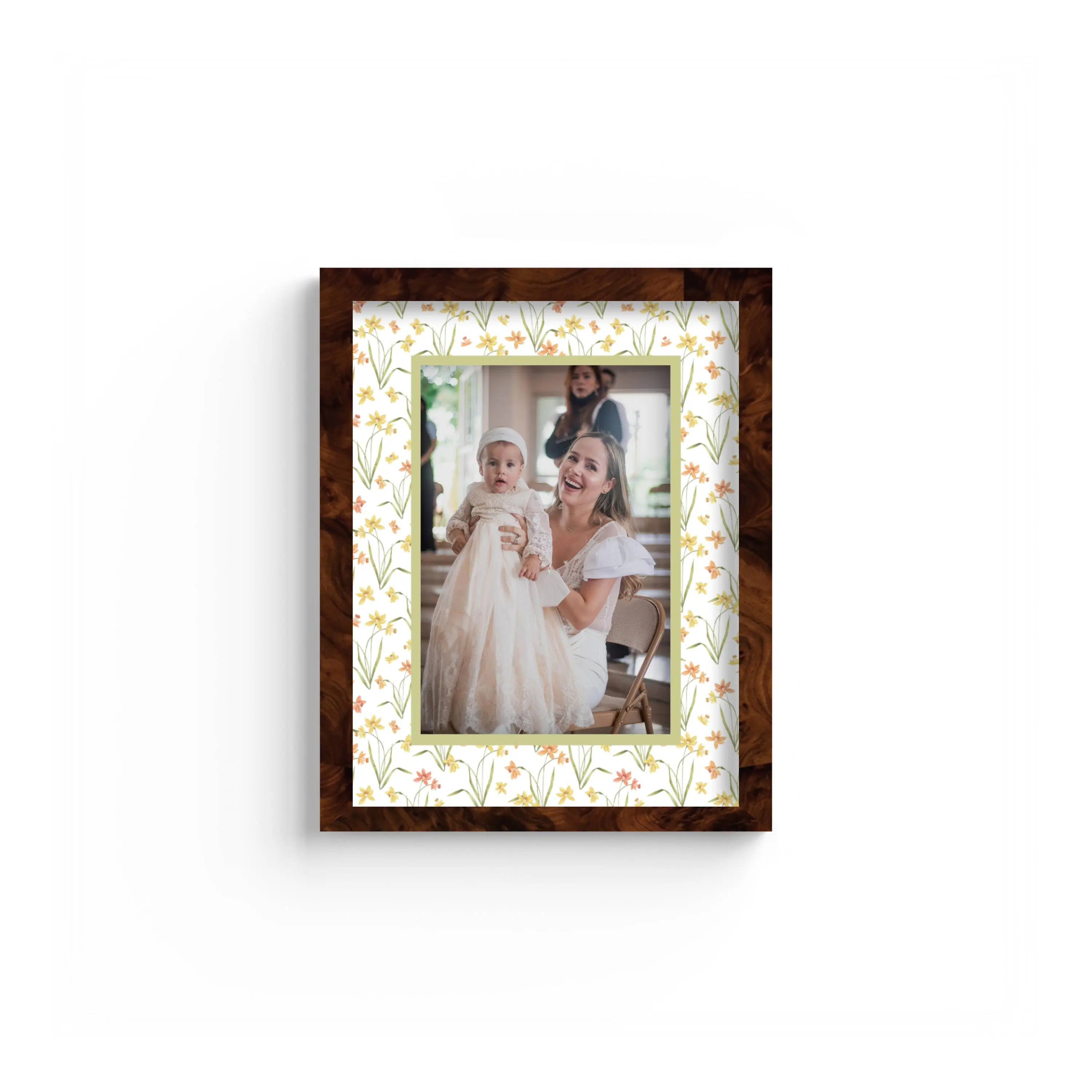 Passe-partout photo à motif floral vert - Ouverture rectangulaire