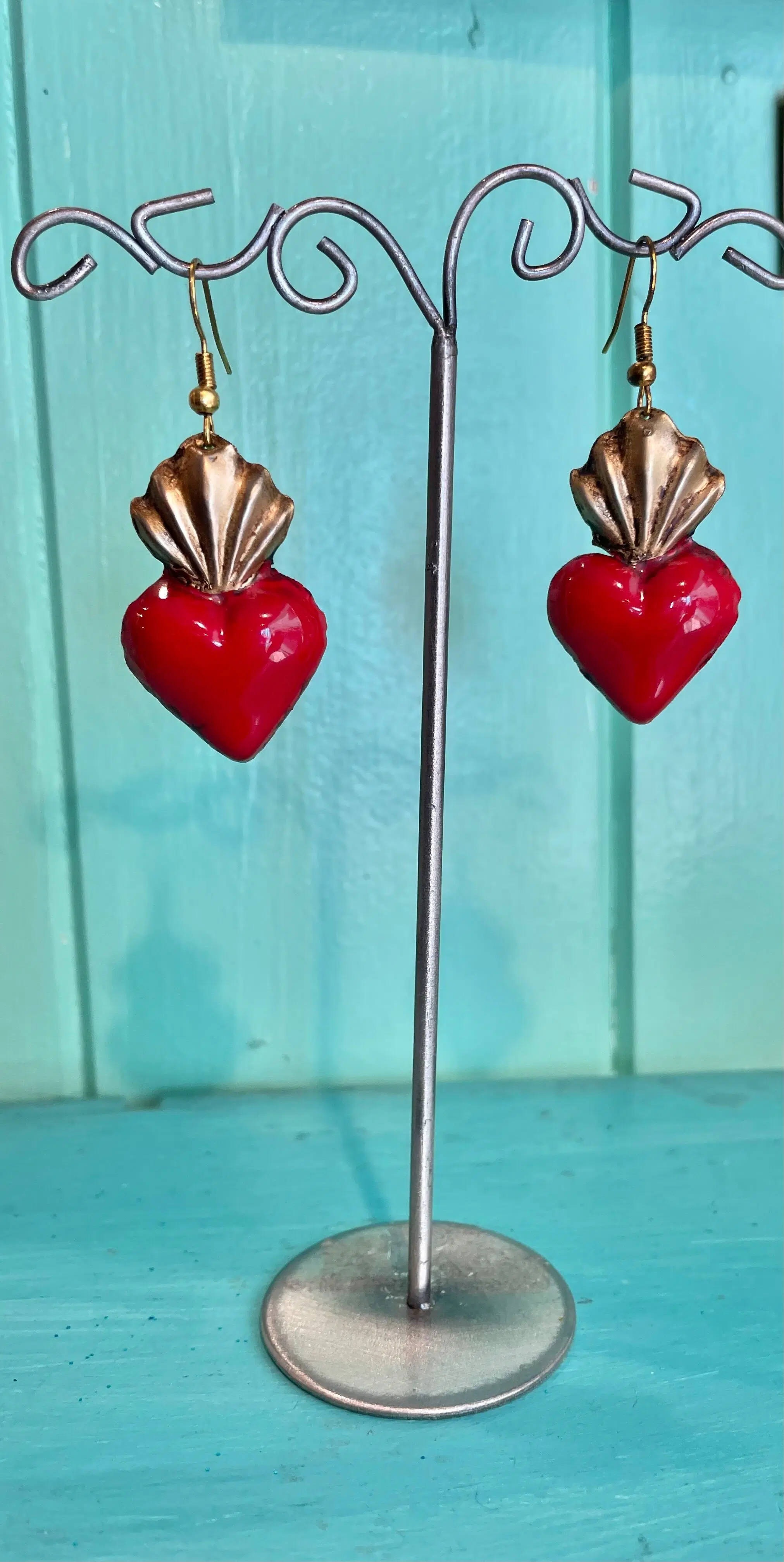 Boucles d'oreille coeur rouge