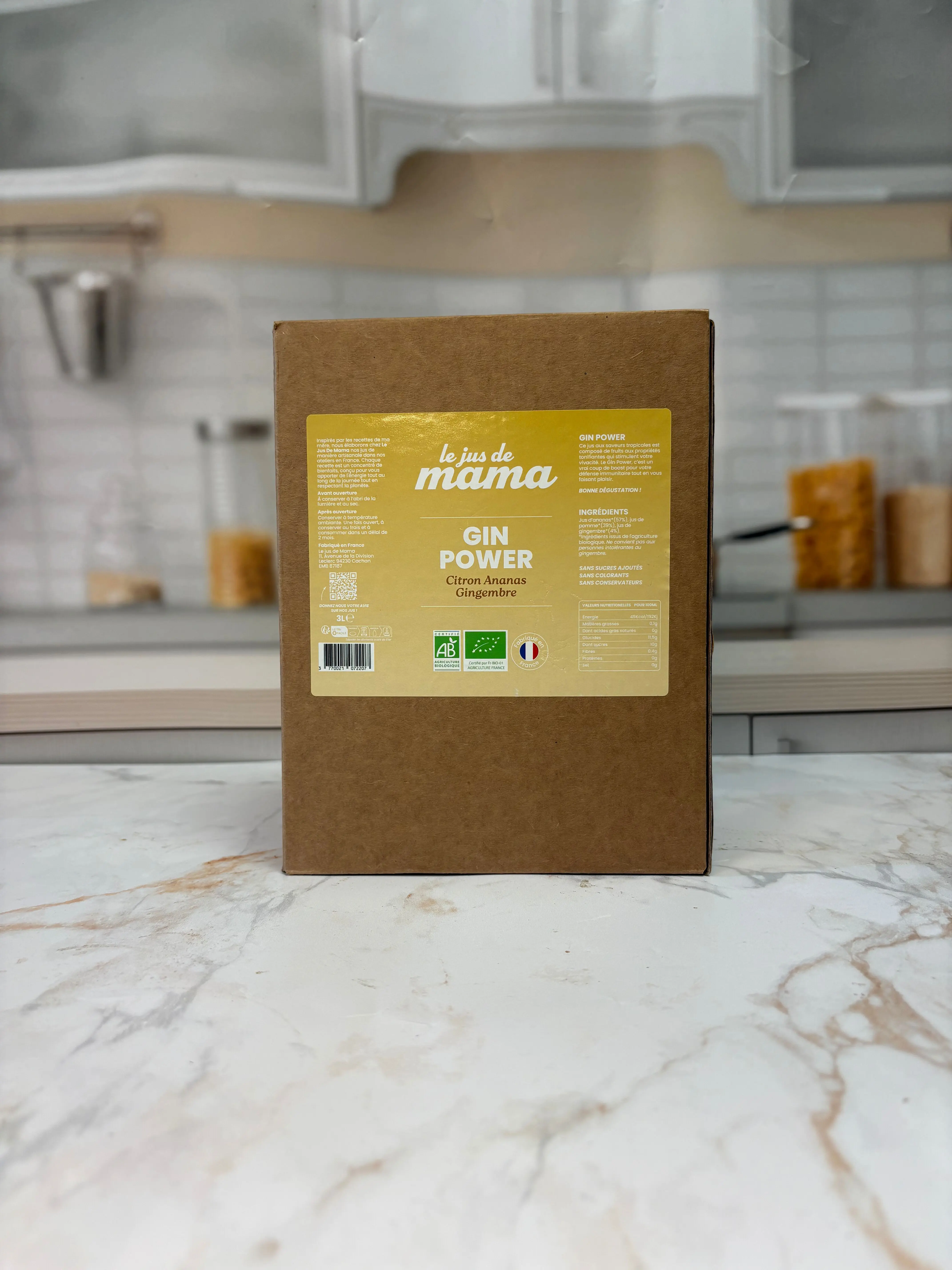 Organic Ginger Pineapple Apple Juice - GIN POWER 3L bag-in-box
