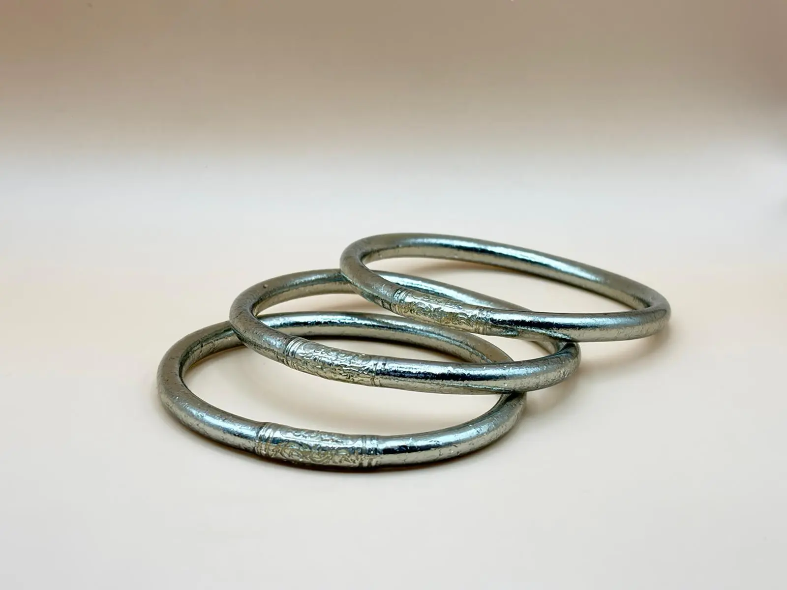 5mm Buddhist Bangle, Emblematic Antique Silver
