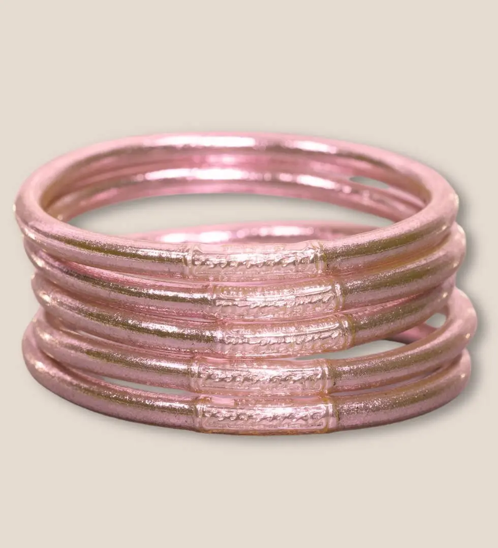 5mm Buddhist Bangle, Emblematic Pastel Pink
