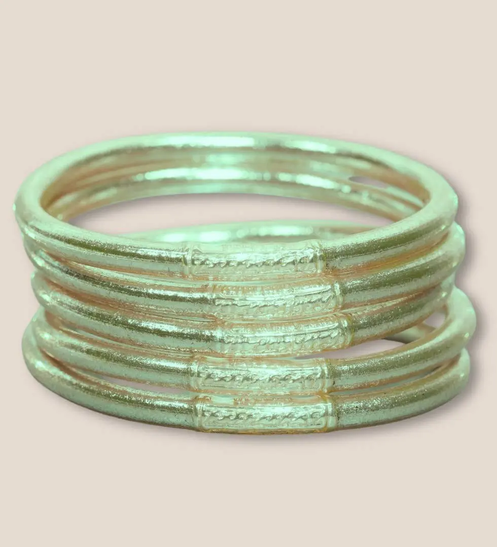 5mm Buddhist Bangle, Emblematic Pastel Green