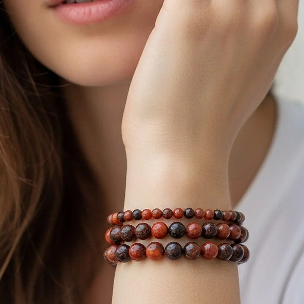 Natural Red Agate Bracelets with 4-10mm Beads