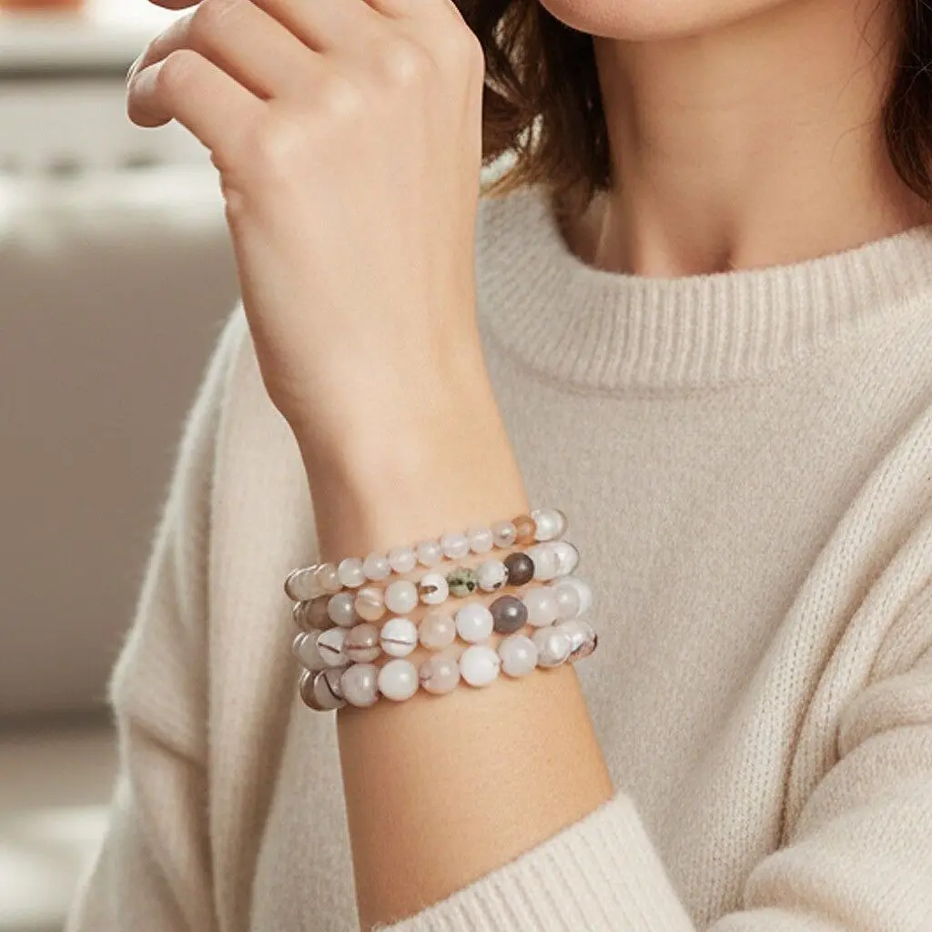 Agate bead bracelets, 4 to 10 mm