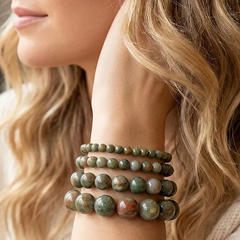 Indian Agate Bracelets with 4-10mm Beads