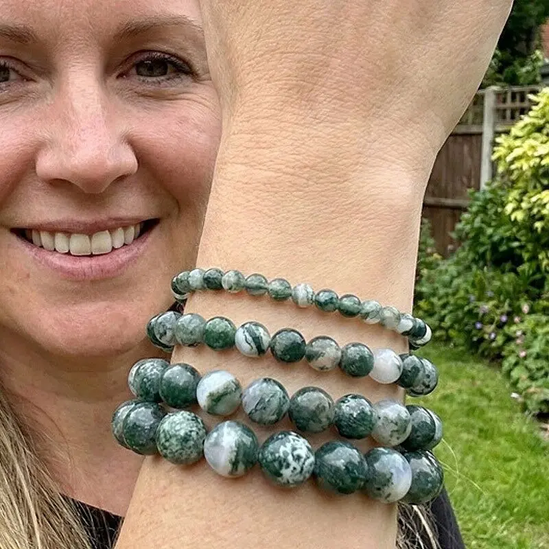 Moss Agate Bracelets with 4-10mm Beads
