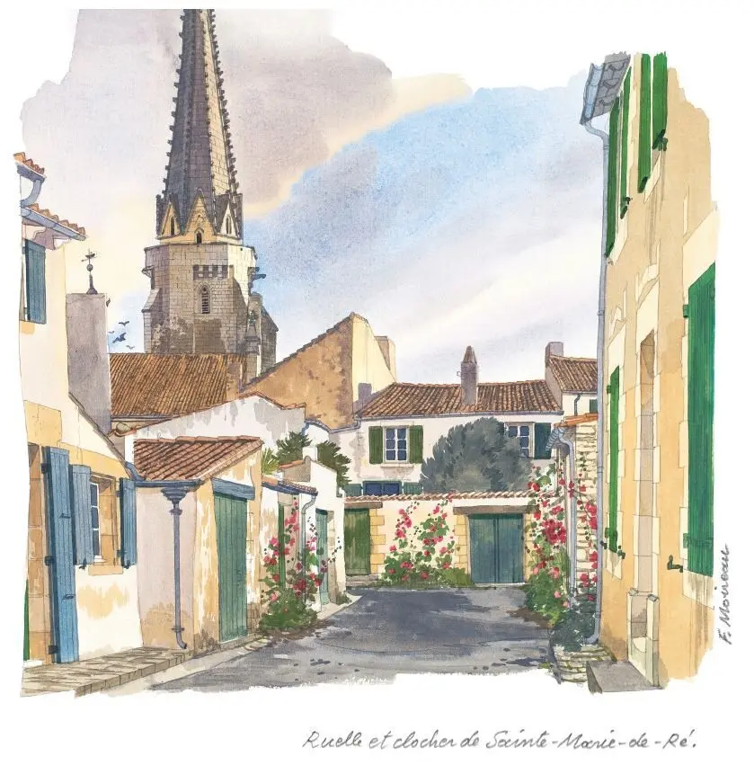 POSTCARDS CP08 ALLEY AND BELL TOWER SAINT MARTIN DE RE