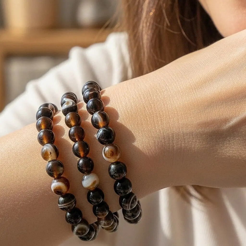 Agate Eye Bracelet with 6-10 mm Beads