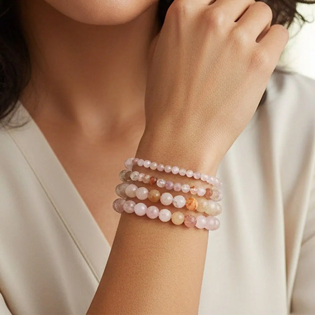 Extra Agate Flower Bracelets, 4 to 10 mm