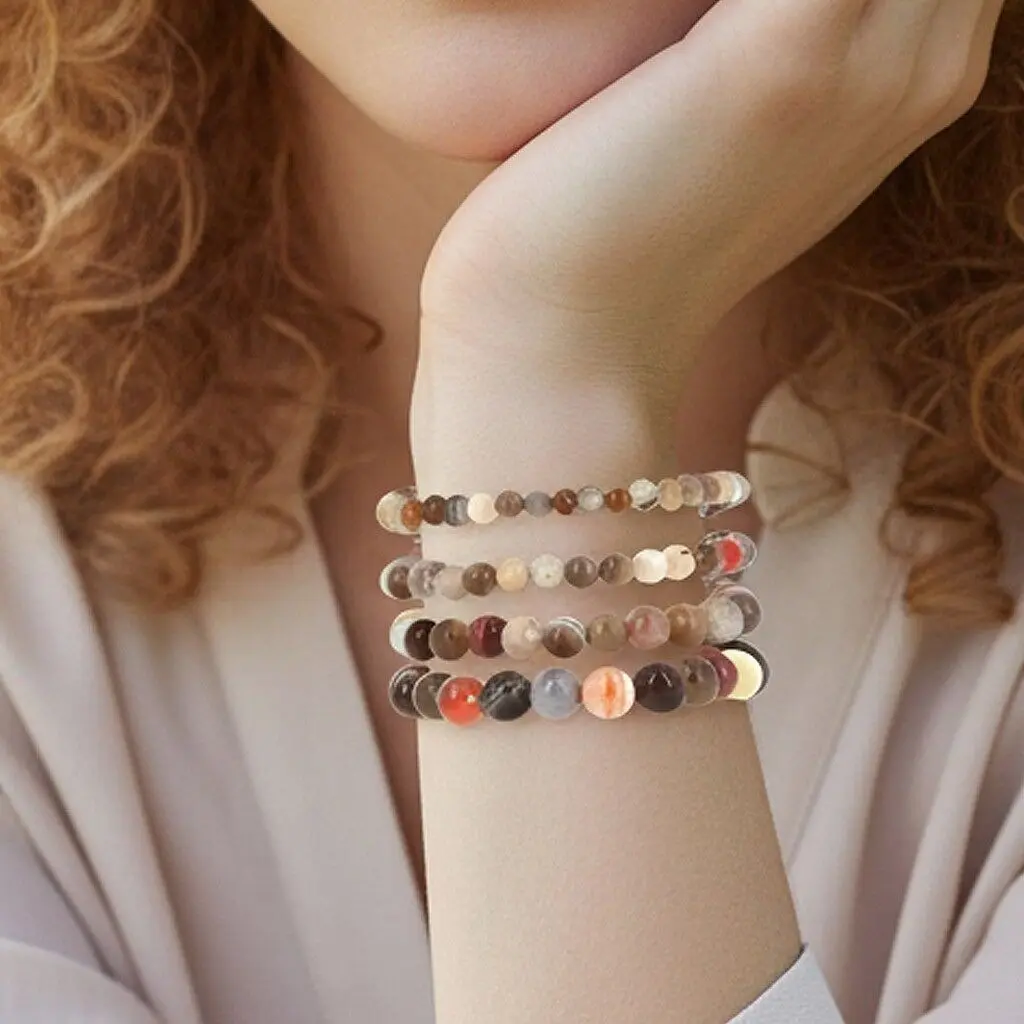 Botswana Agate Bracelets, 4-10 mm Beads