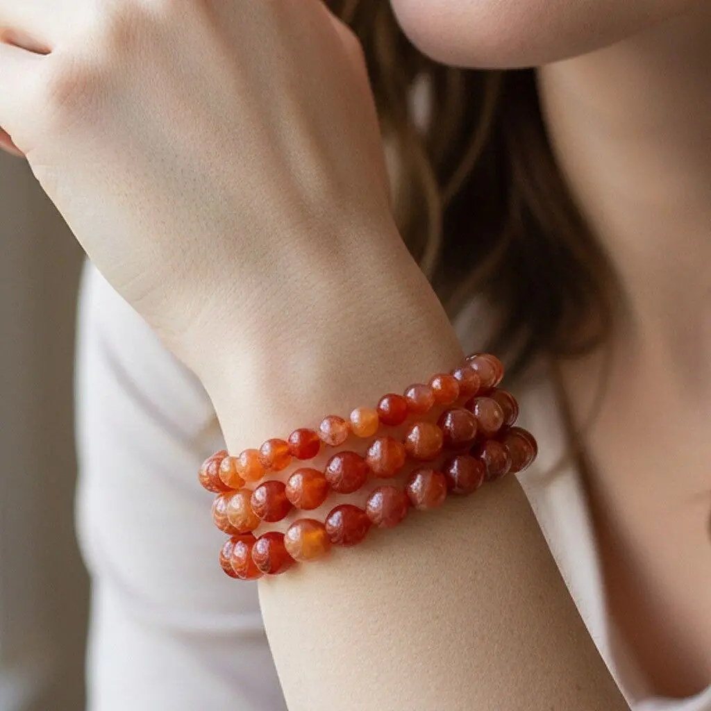 Extra Fire Agate Bracelets with 4-10mm Beads