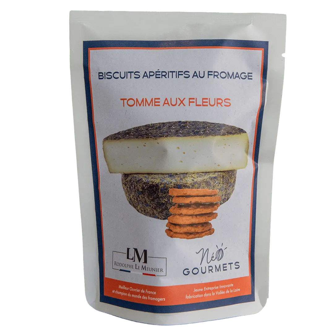 Tomme-Käse-Vorspeisenkekse mit Blüten