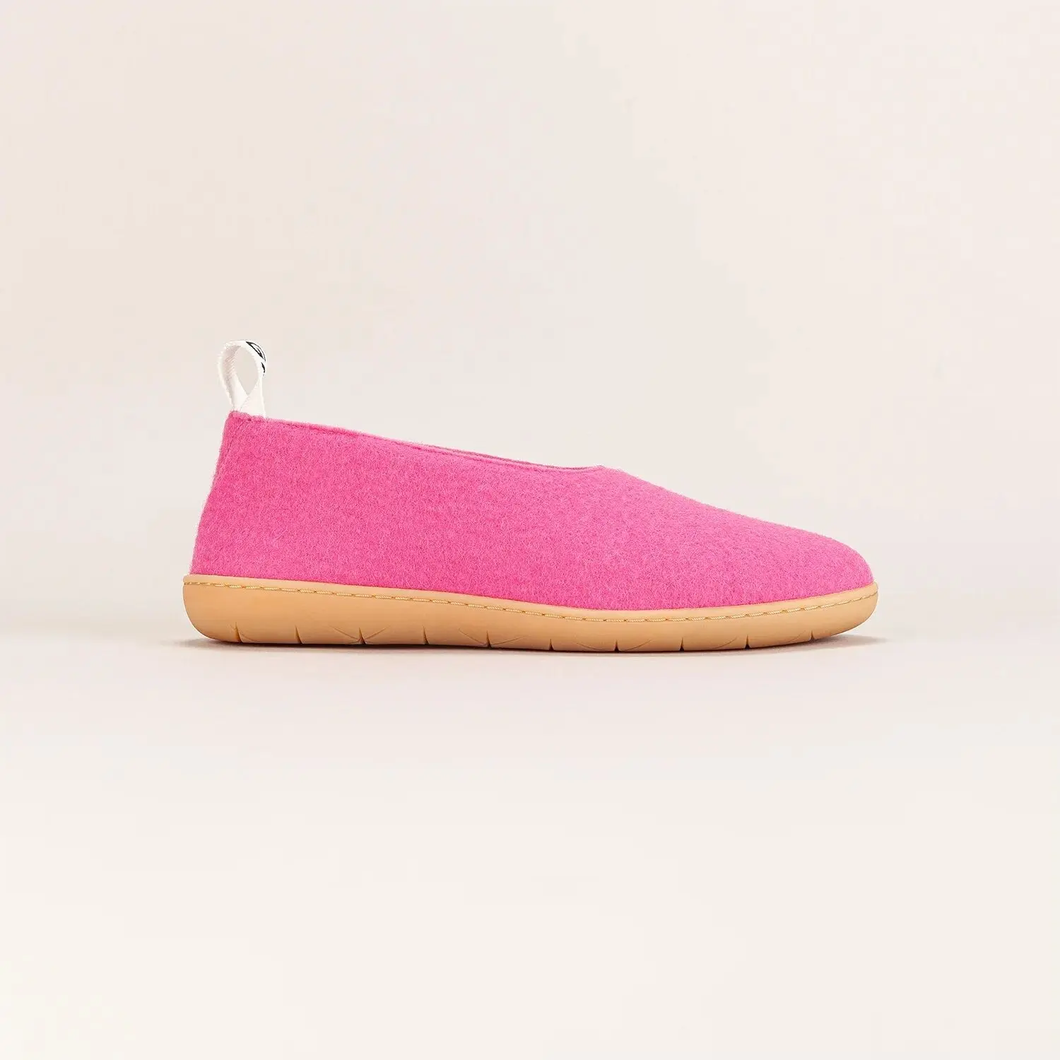Damenpantoffeln aus 100 % Bio-Wolle, gefilzt – Flaches Modell Jaipur – Rosa