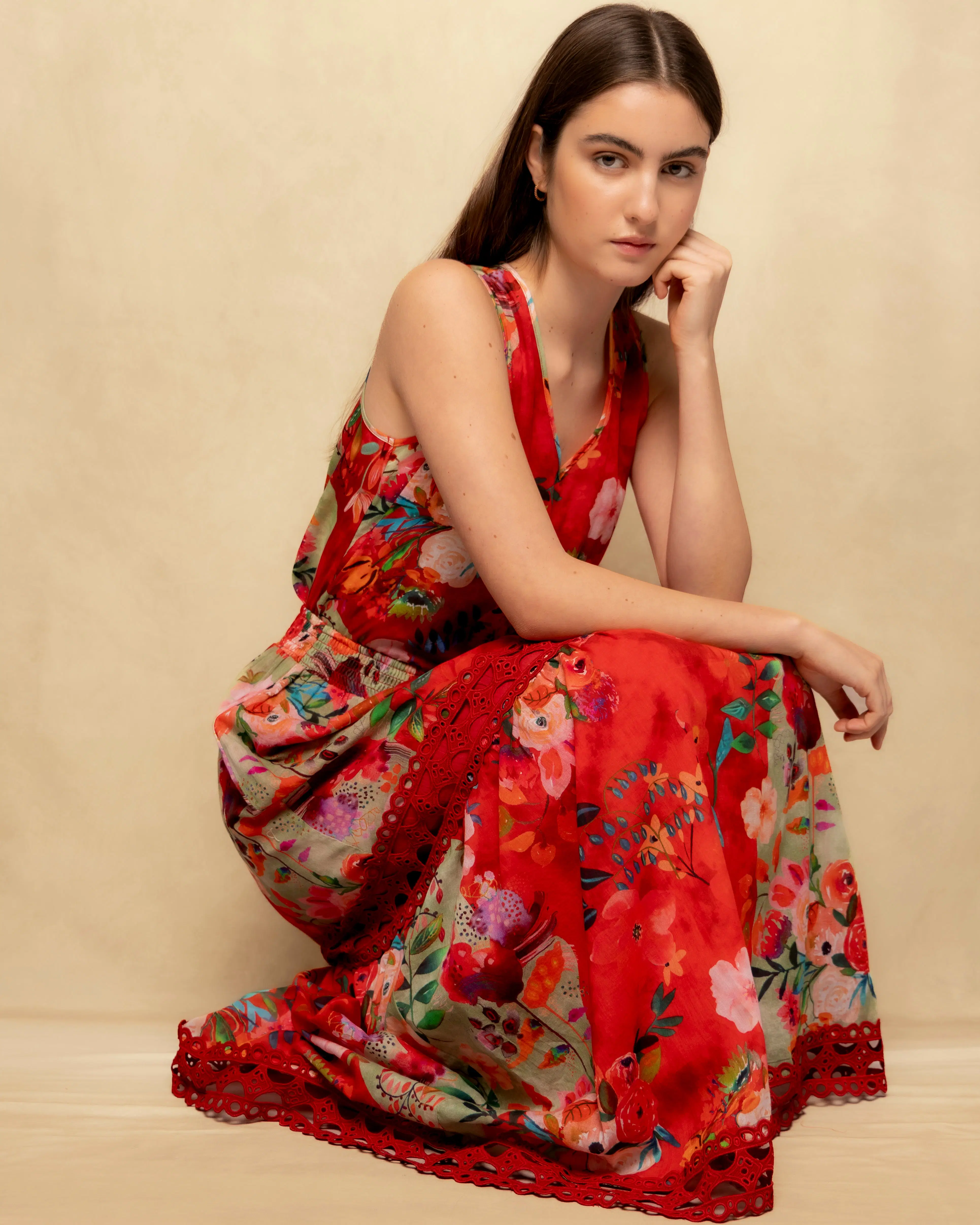 Falda Roja Estampada Cora