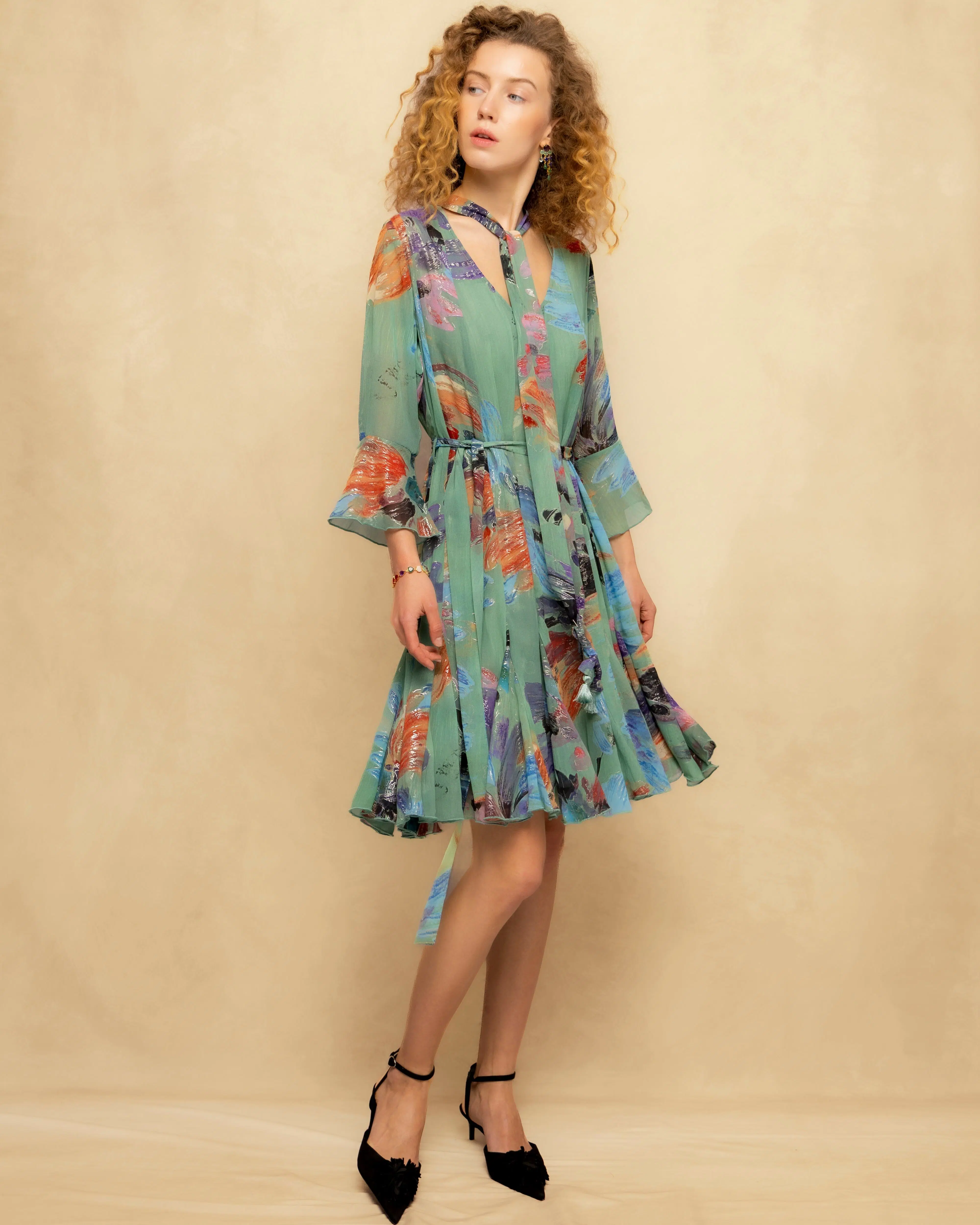 Vestido Verde Manga Larga Bali