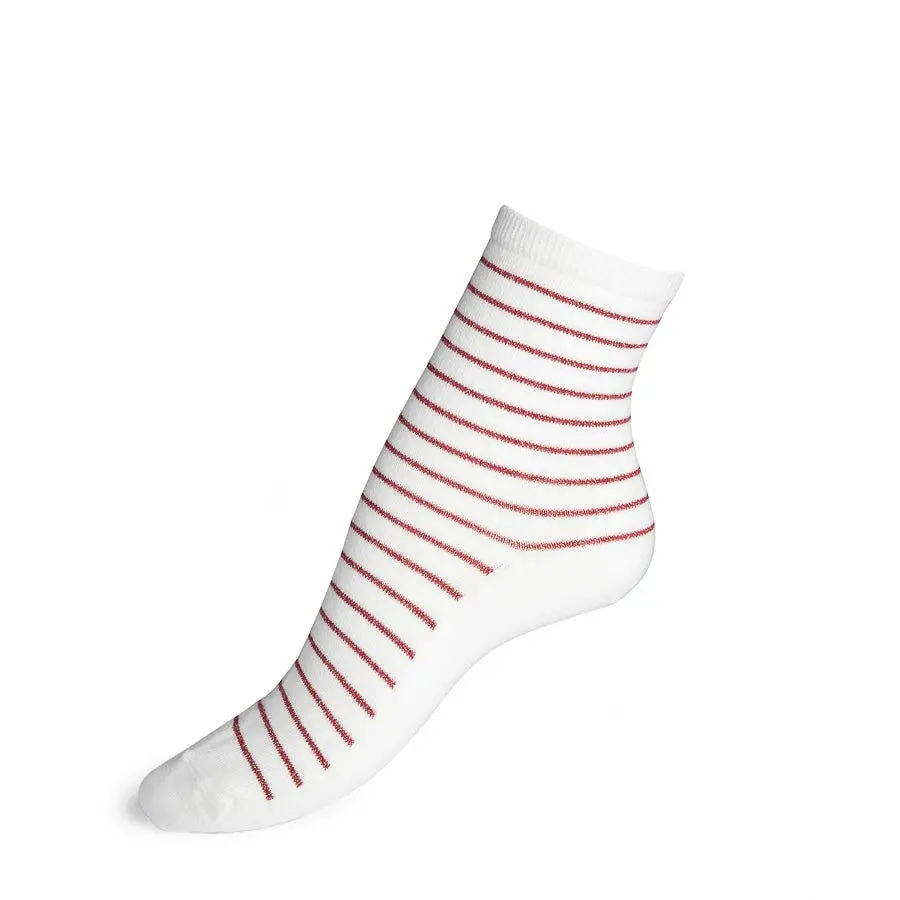 Les marinières - chaussettes femme - coton écru rouge