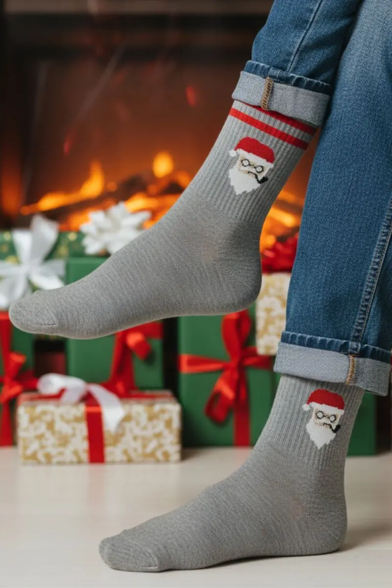 BERNARD grey Santa cotton socks