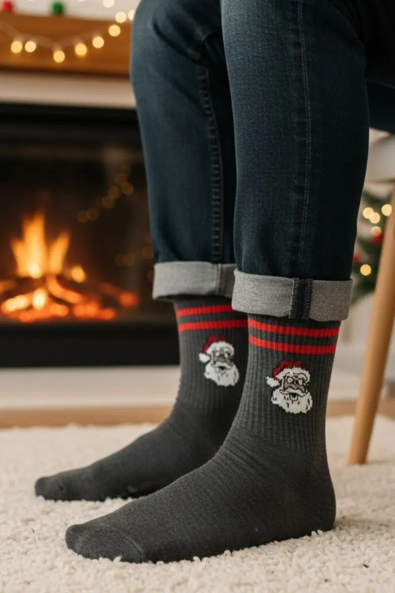 BERNARD dark grey Santa cotton socks